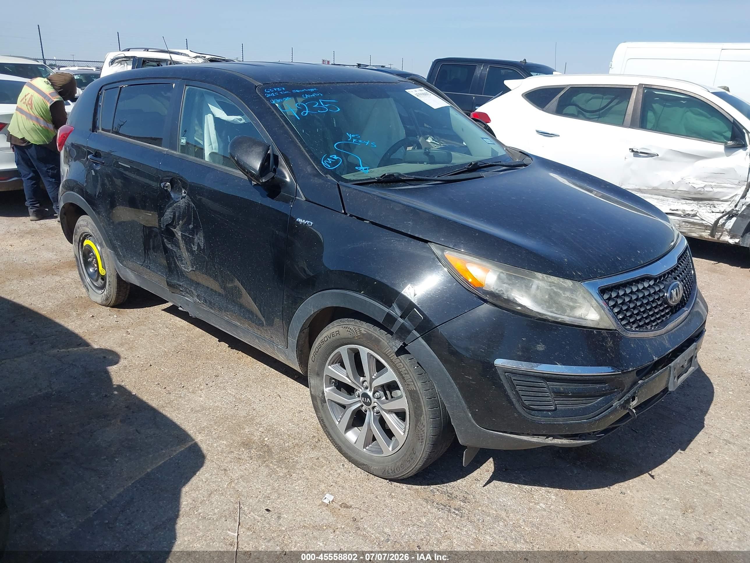 2015 Kia Sportage Lx Black vin: KNDPBCACXF7684235