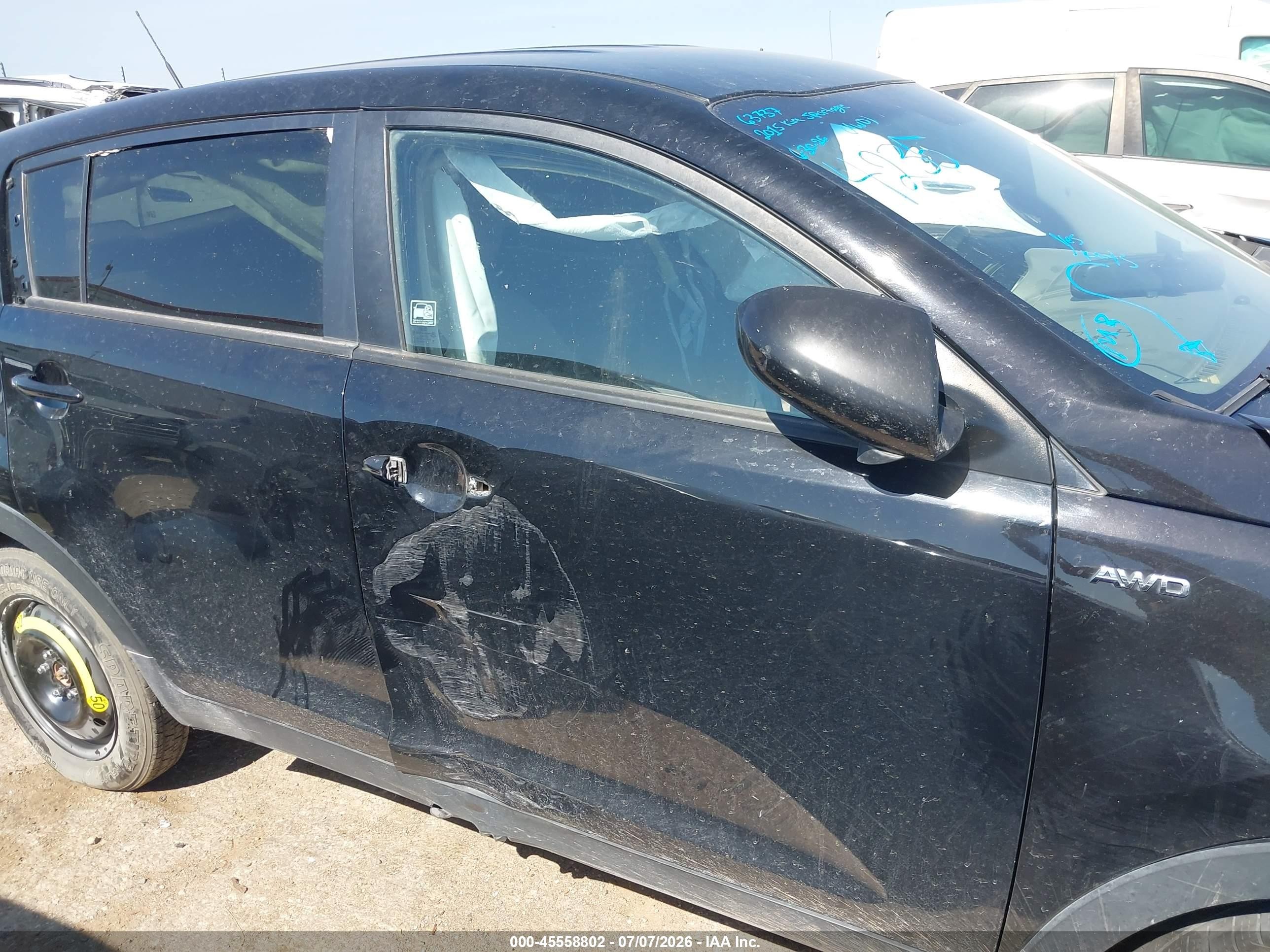 2015 Kia Sportage Lx Black vin: KNDPBCACXF7684235