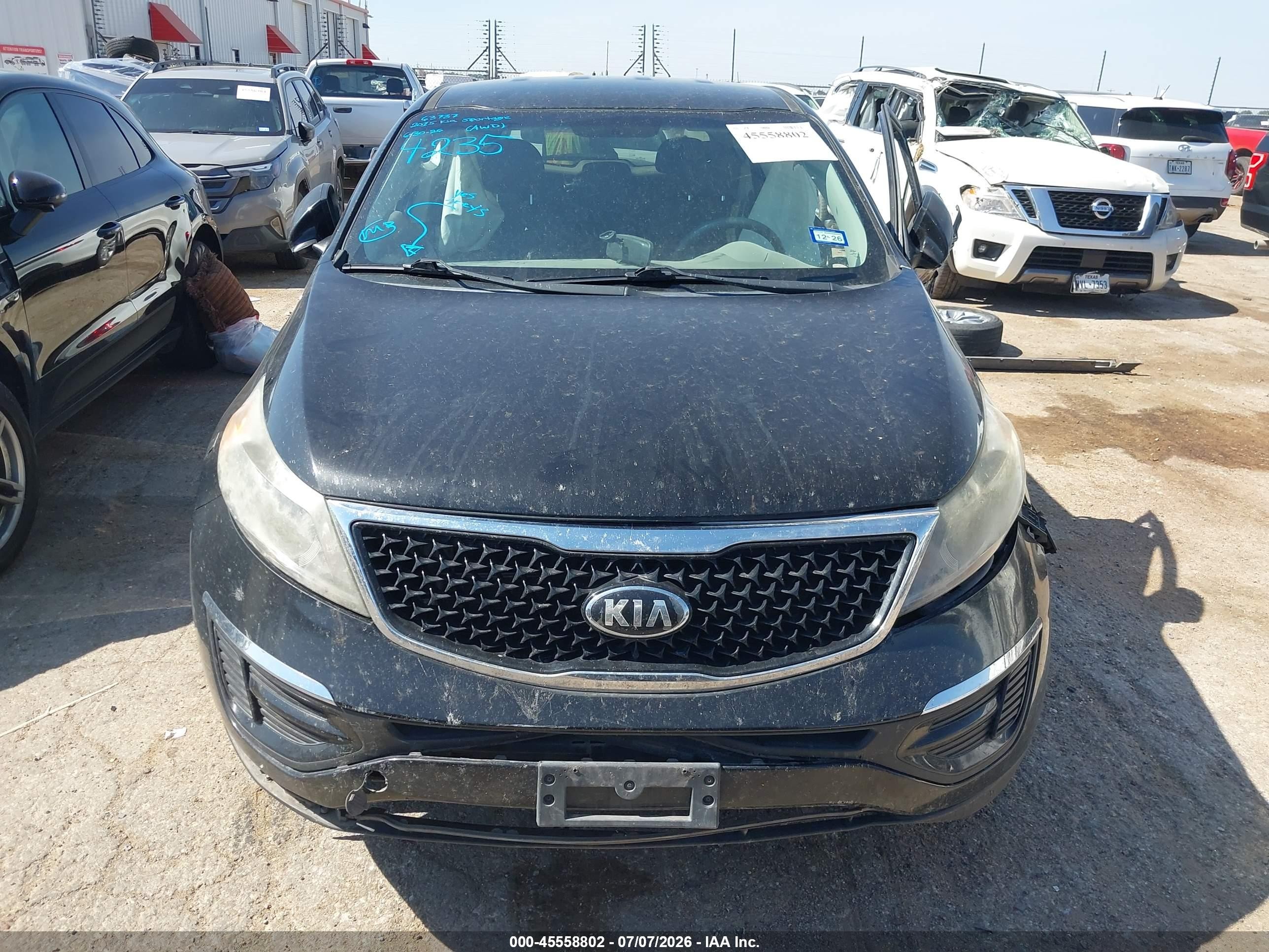 2015 Kia Sportage Lx Black vin: KNDPBCACXF7684235