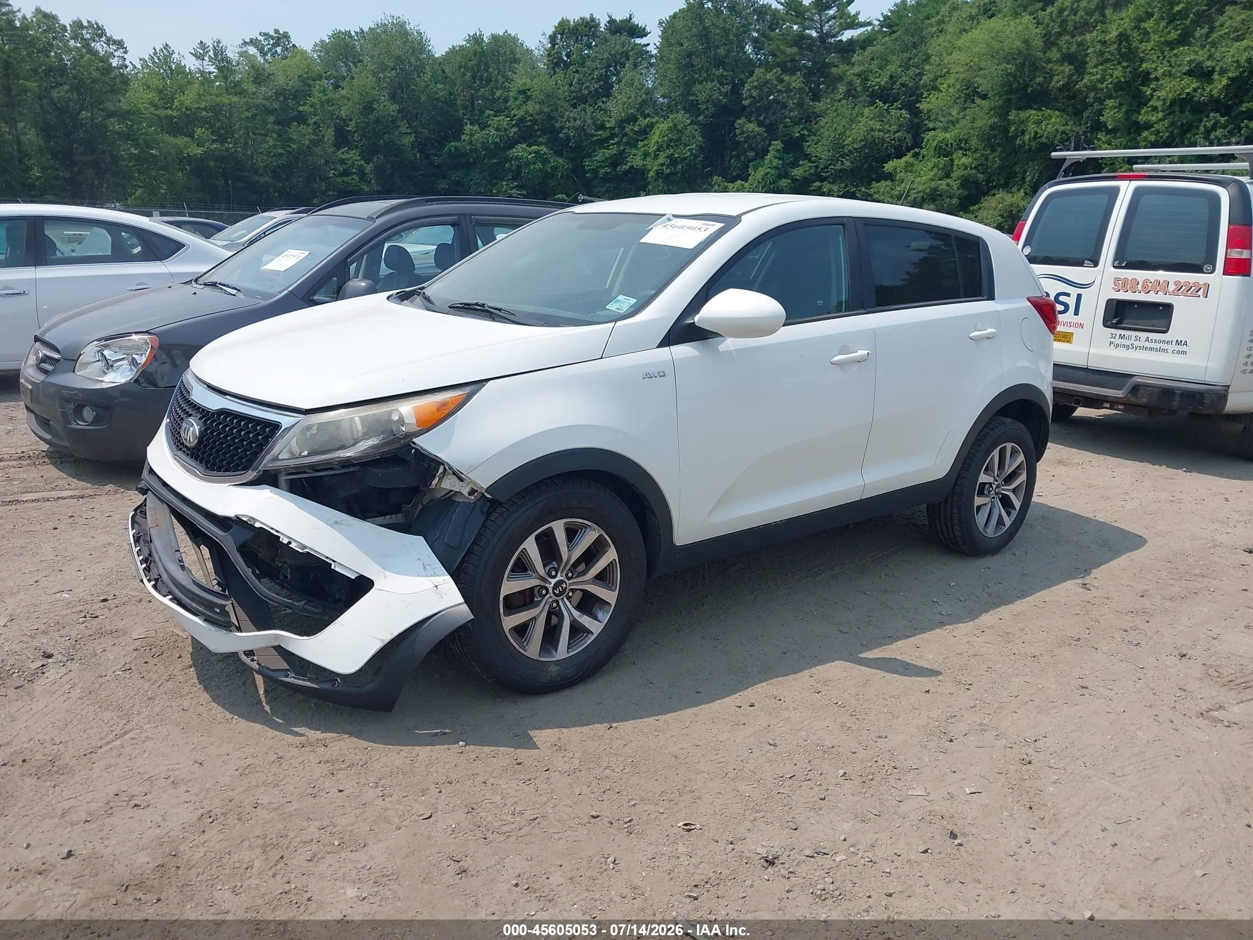 2015 Kia Sportage Lx White vin: KNDPBCACXF7687846