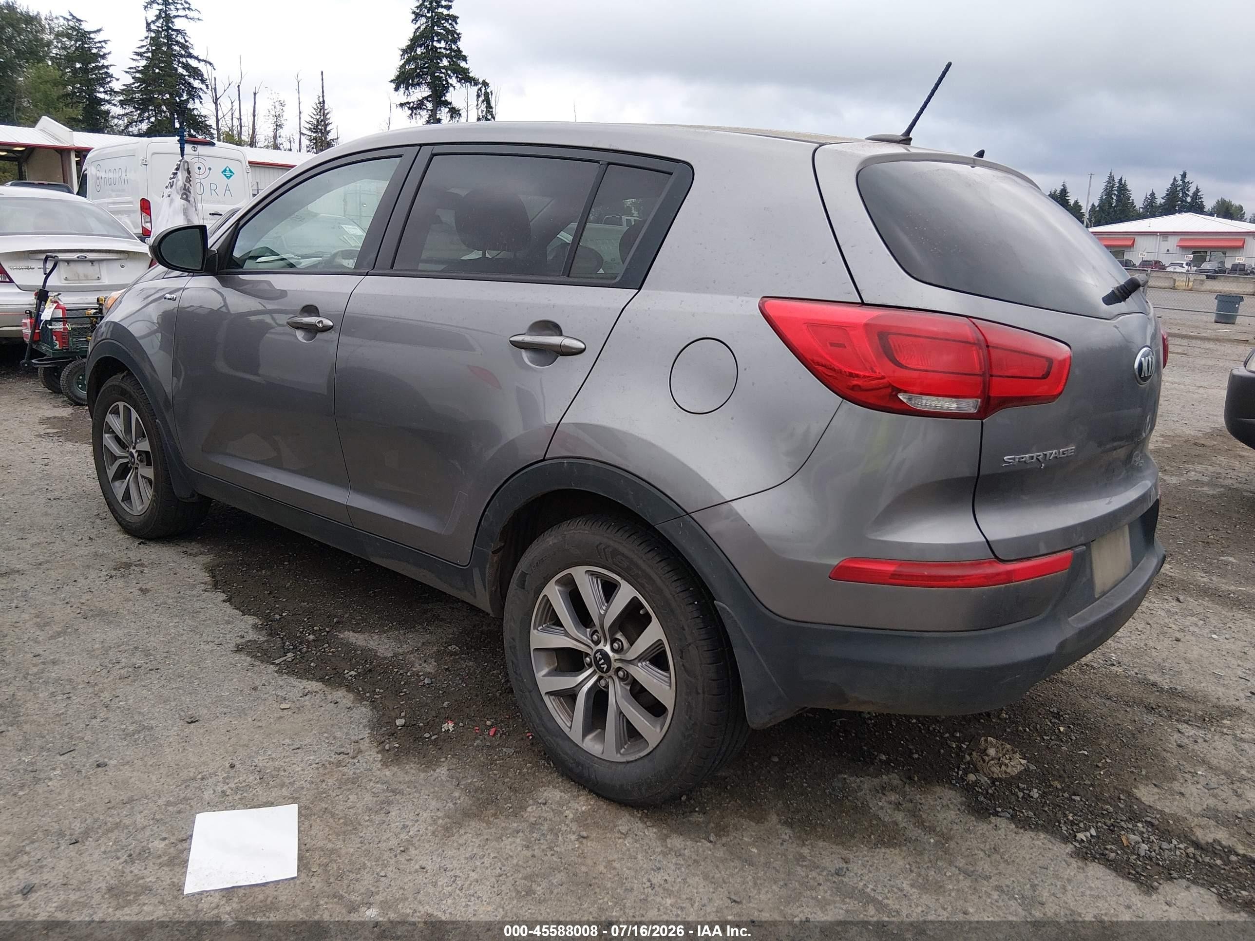 2015 Kia Sportage Lx Gray vin: KNDPBCACXF7701583