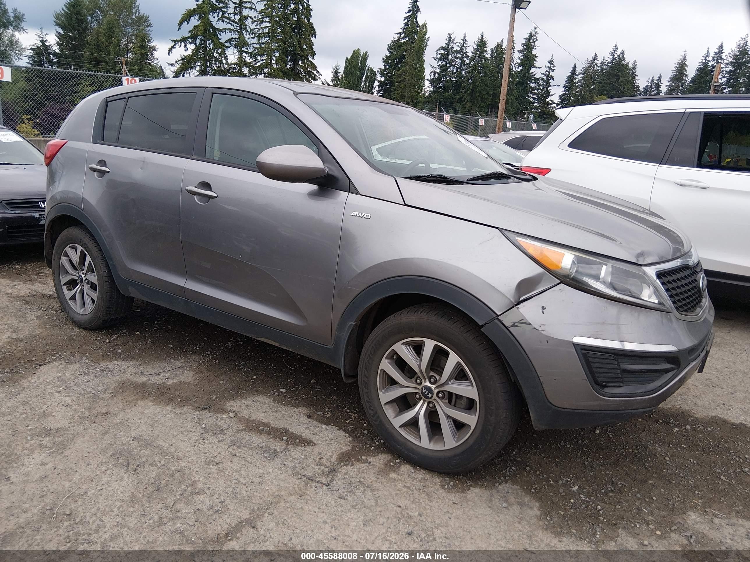 2015 Kia Sportage Lx Gray vin: KNDPBCACXF7701583