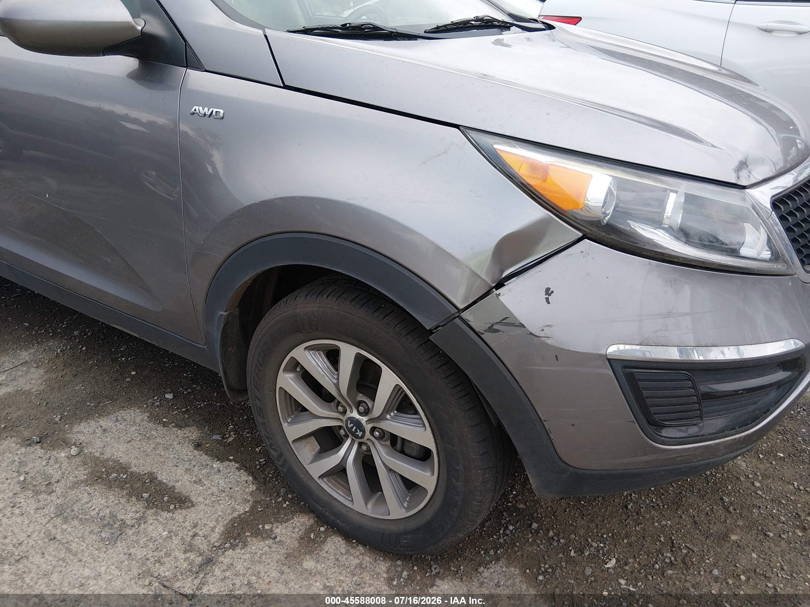2015 Kia Sportage Lx Gray vin: KNDPBCACXF7701583