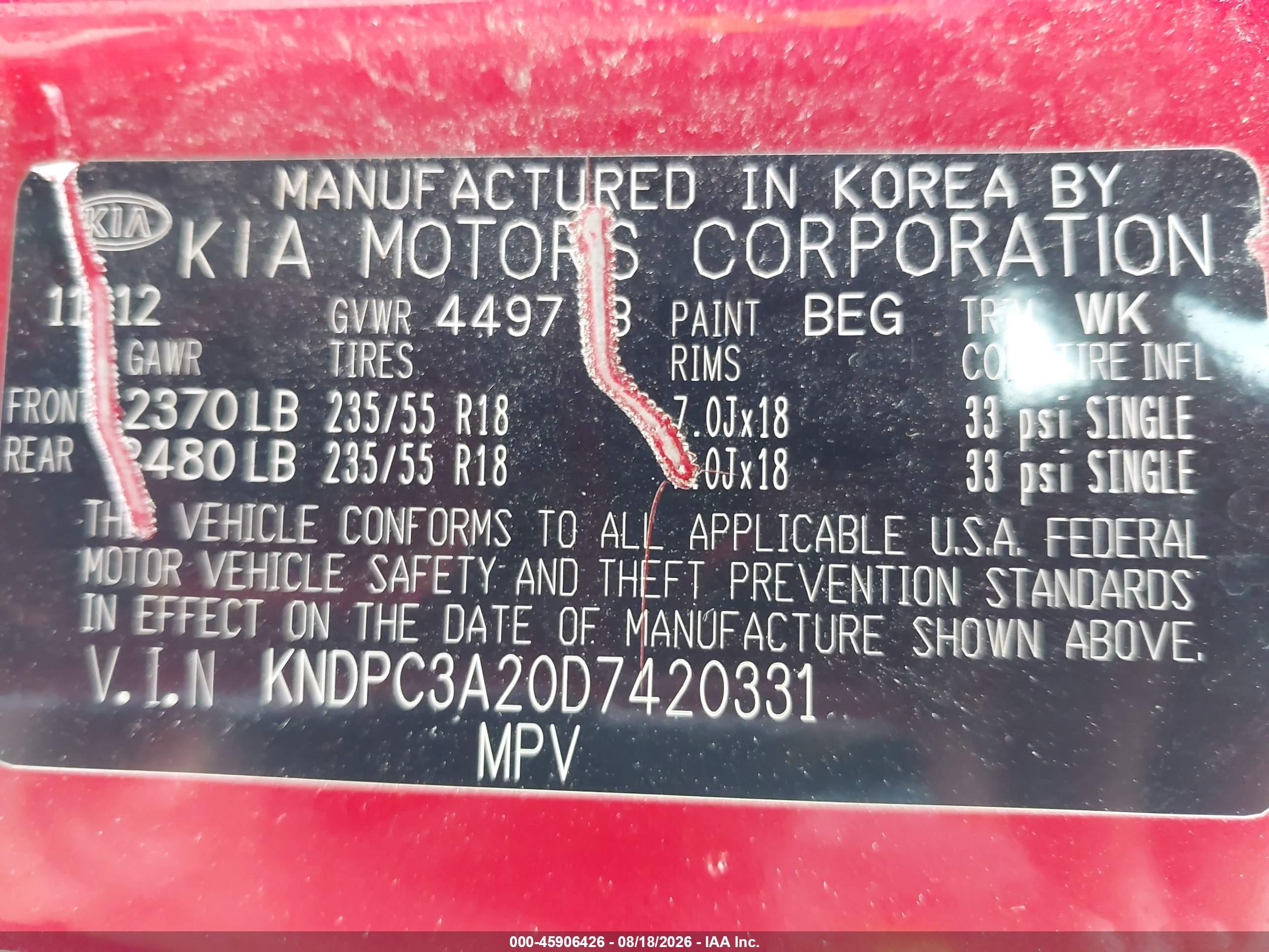2013 Kia Sportage Ex Red vin: KNDPC3A20D7420331