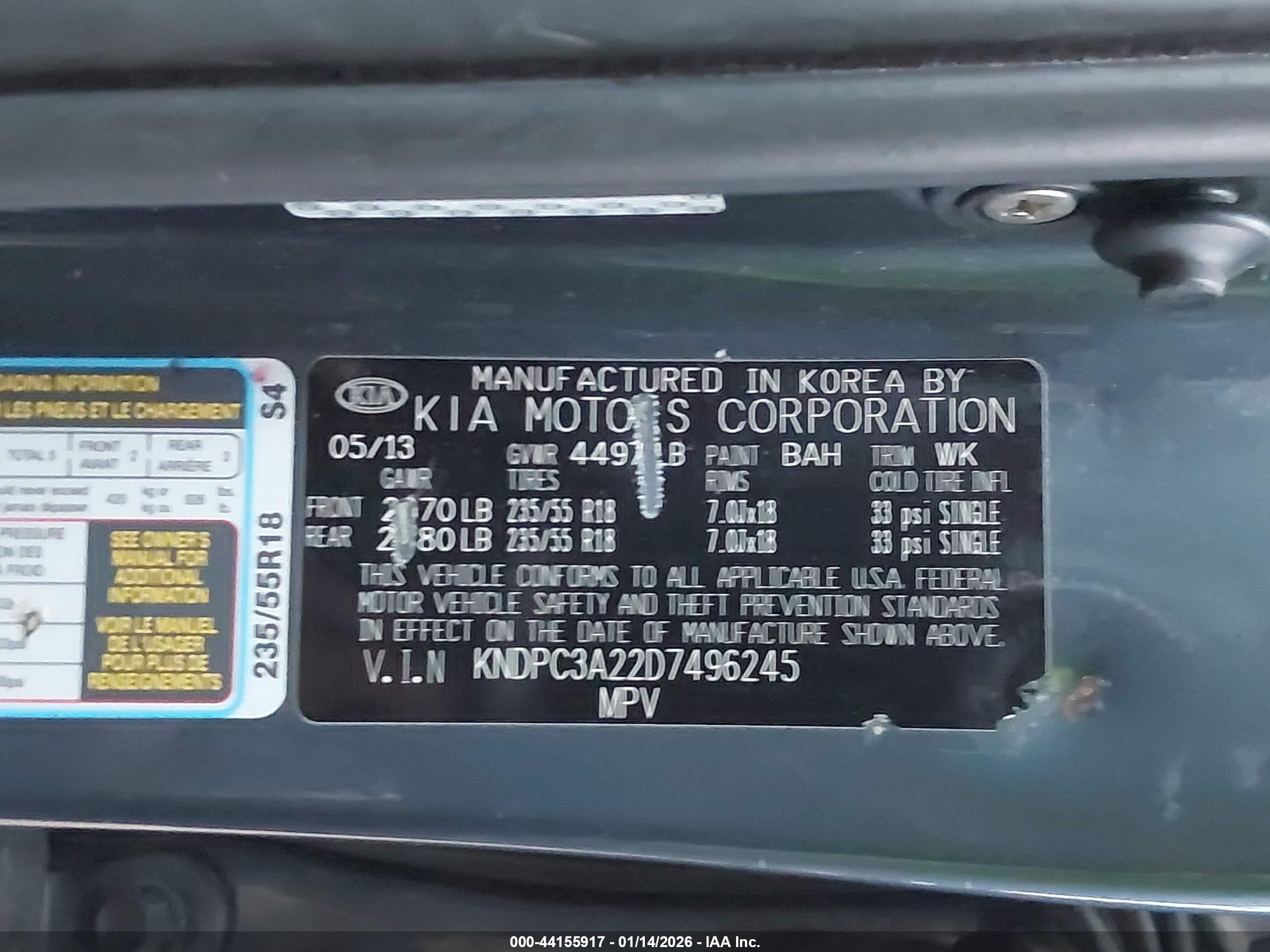 2013 Kia Sportage Ex Blue vin: KNDPC3A22D7496245