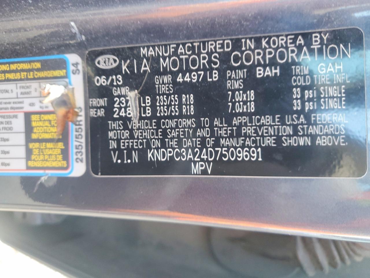 2013 Kia Sportage Ex Blue vin: KNDPC3A24D7509691