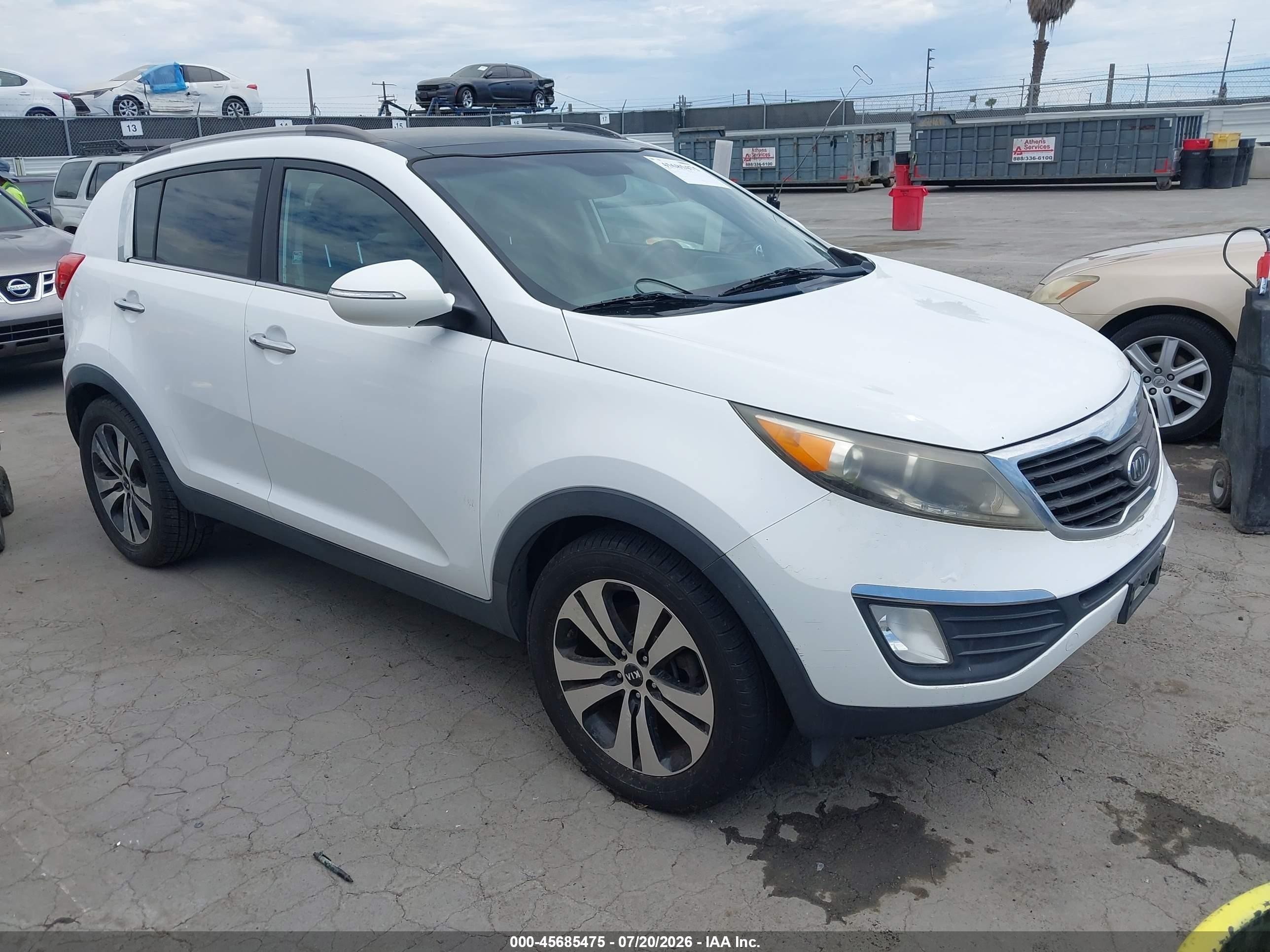 2012 Kia Sportage Ex White vin: KNDPC3A26C7247719
