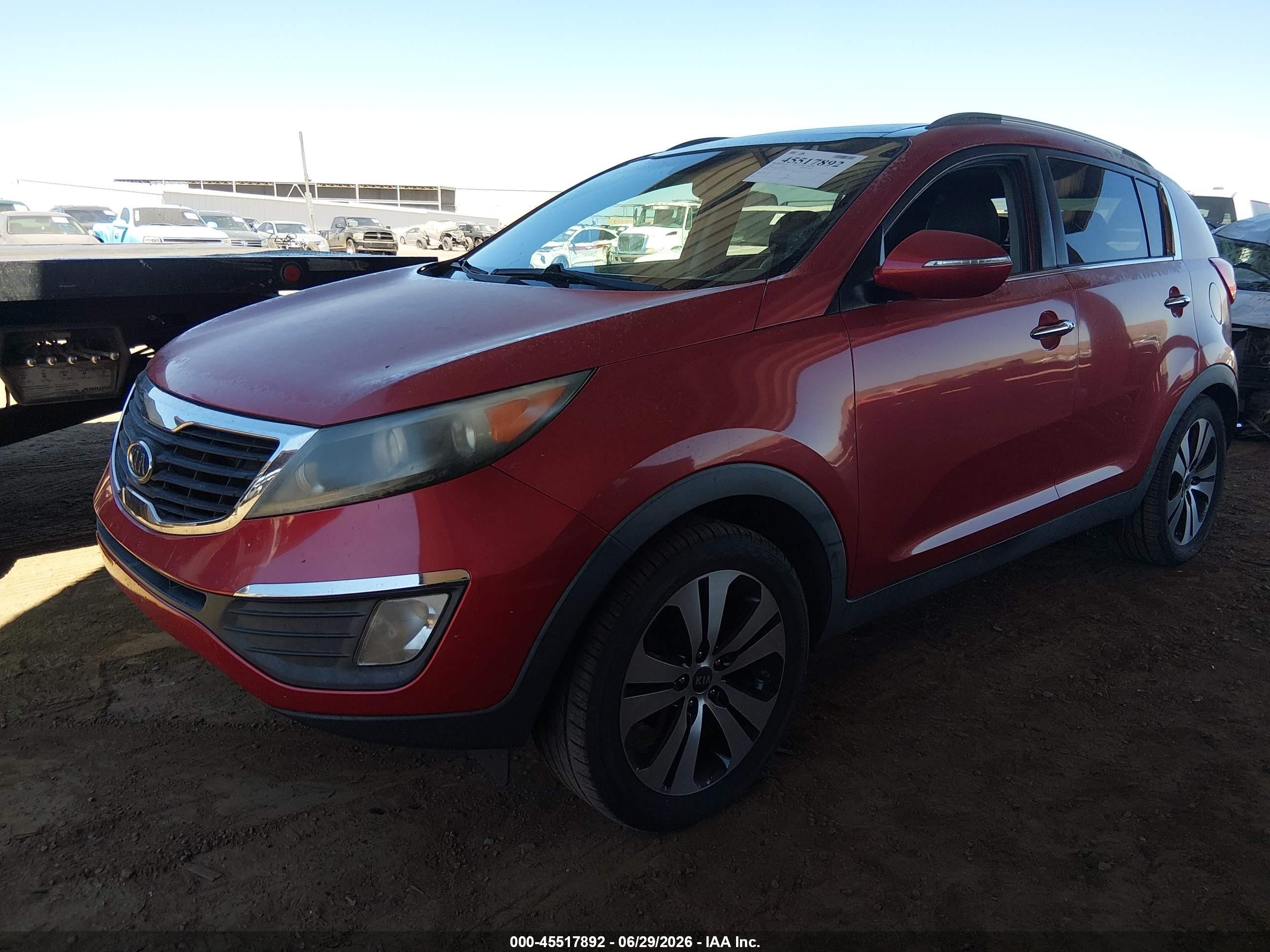 2011 Kia Sportage Ex Red vin: KNDPC3A27B7070953
