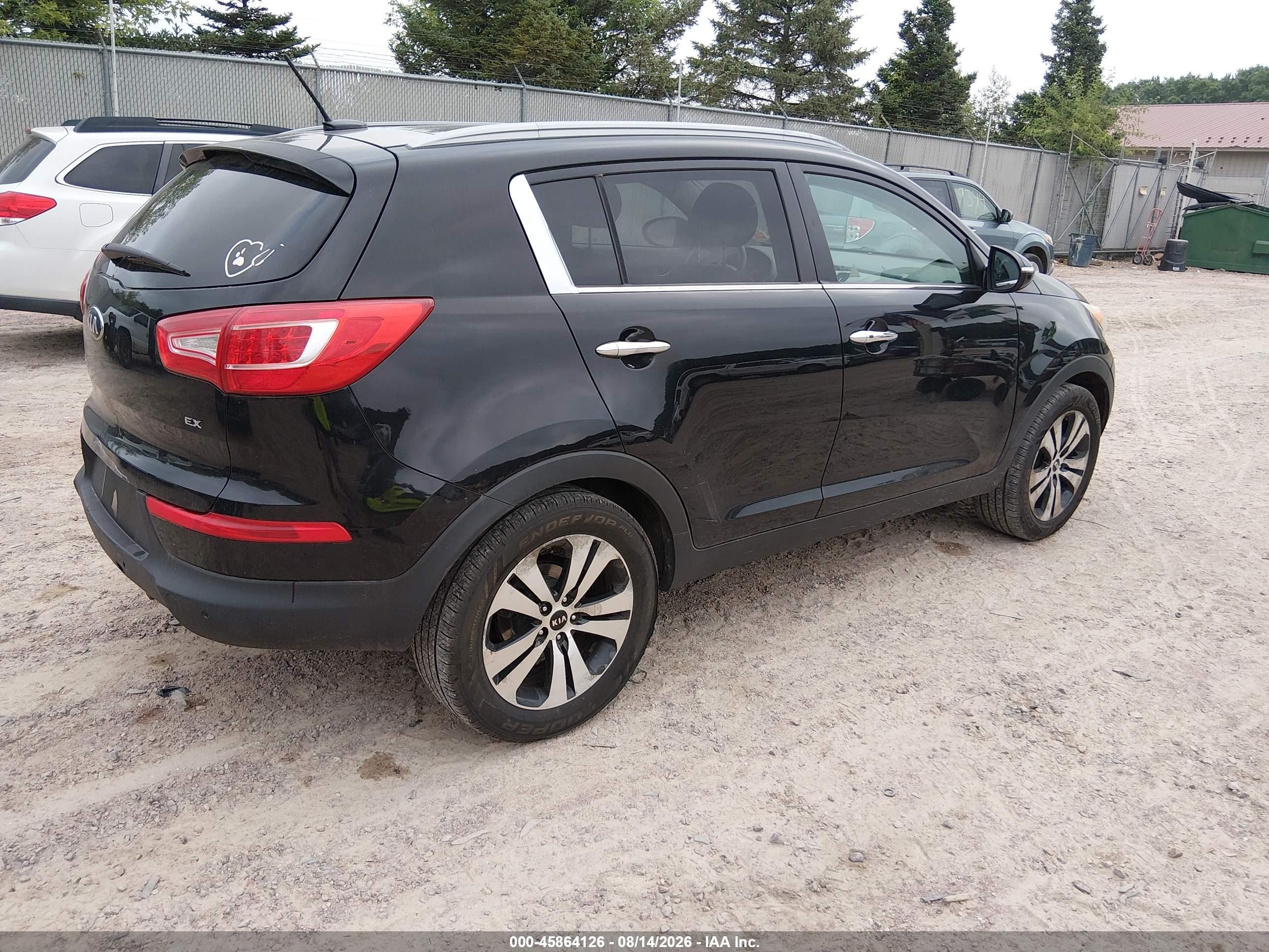 2013 Kia Sportage Ex Black vin: KNDPC3A27D7413313