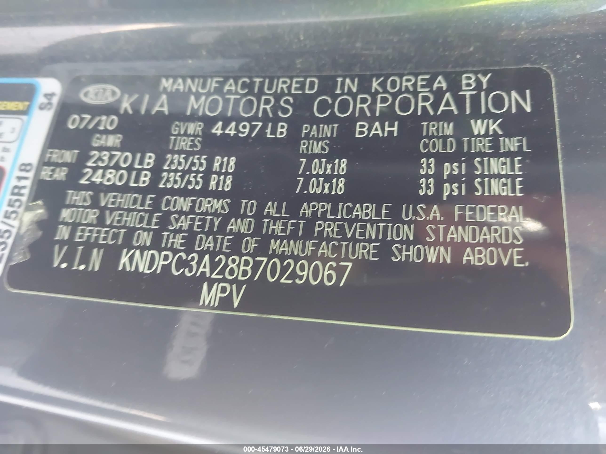 2011 Kia Sportage Ex Light Blue vin: KNDPC3A28B7029067