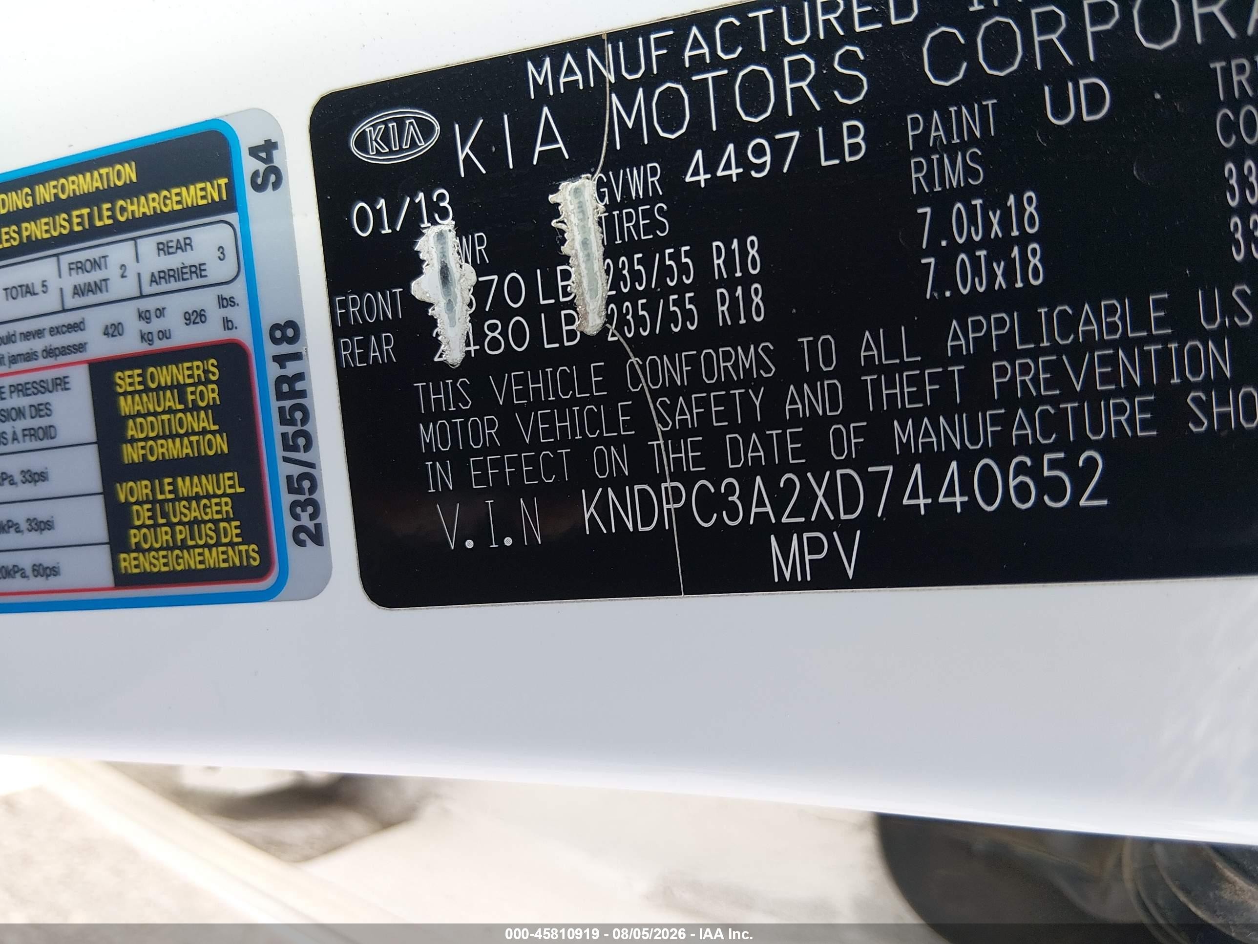 2013 Kia Sportage Ex White vin: KNDPC3A2XD7440652