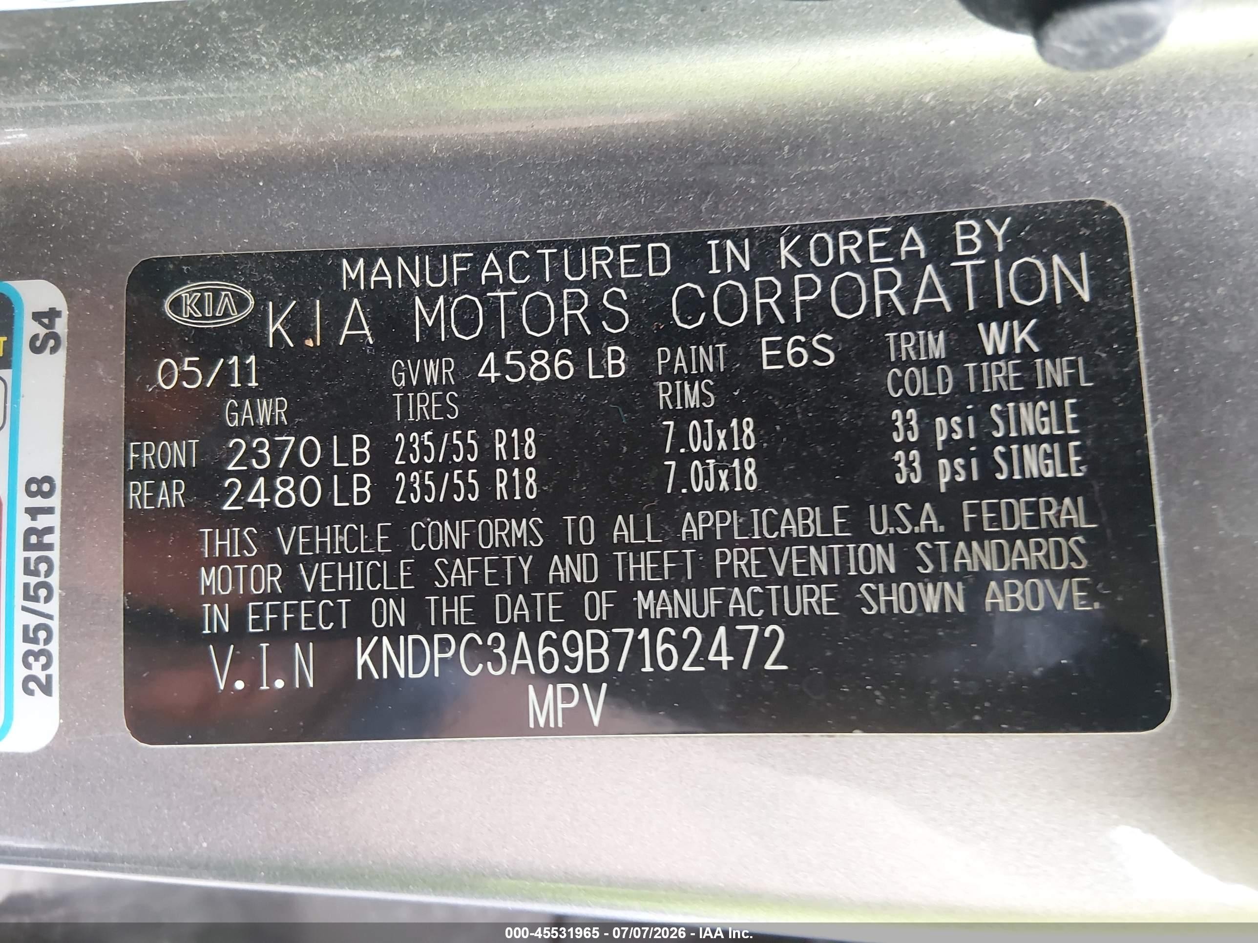 2011 Kia Sportage Sx Gray vin: KNDPC3A69B7162472