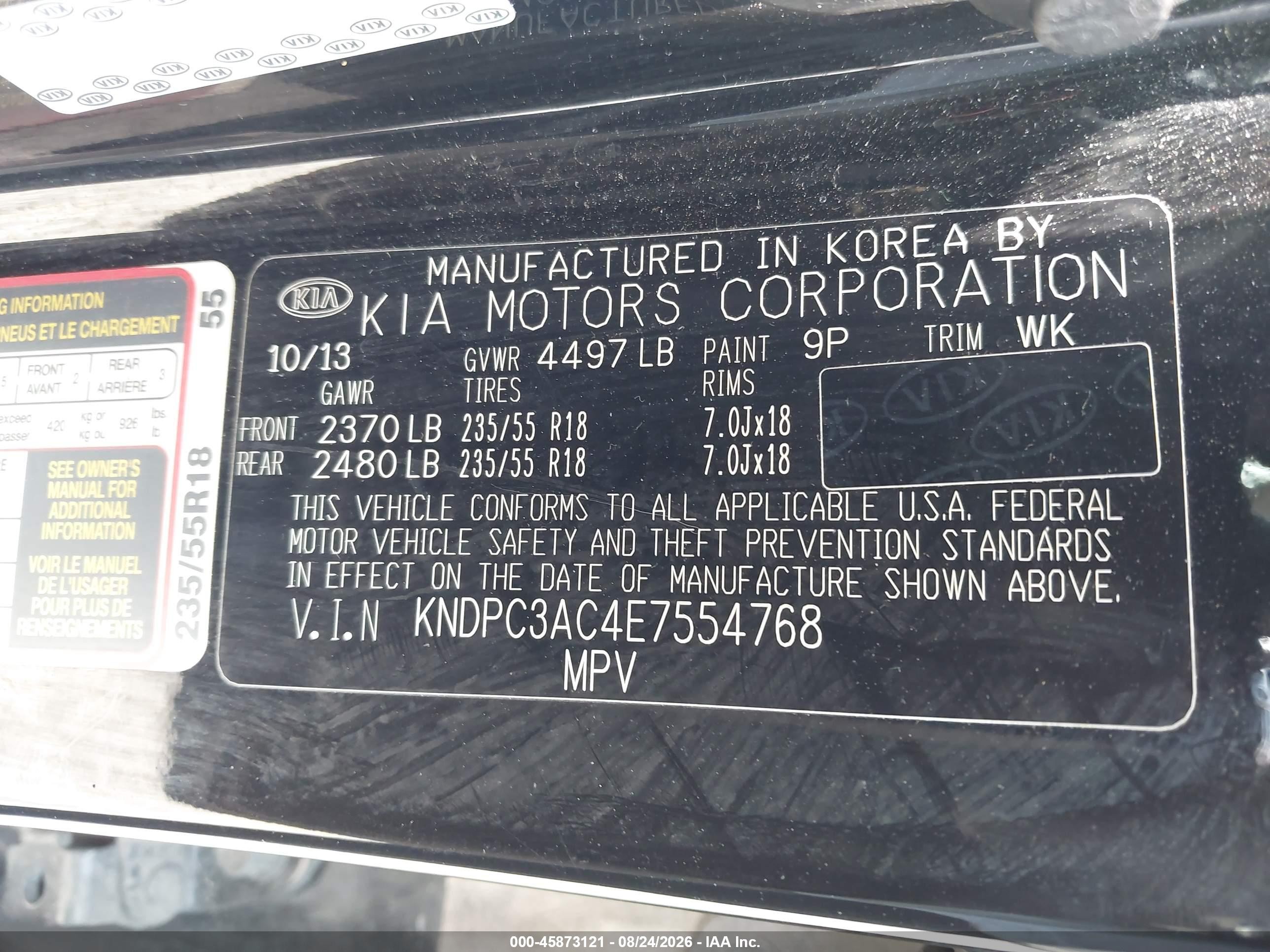 2014 Kia Sportage Ex Black vin: KNDPC3AC4E7554768