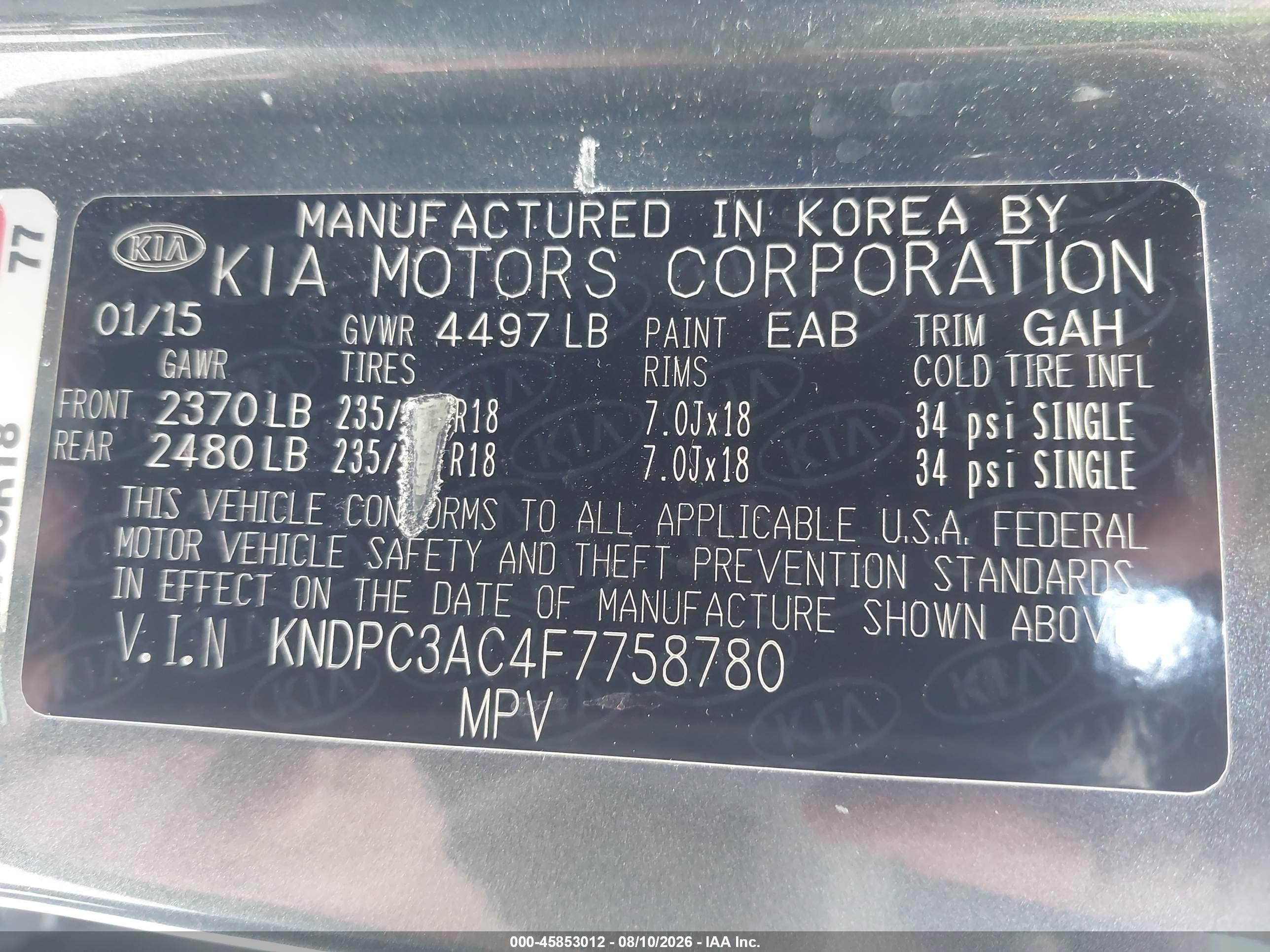 2015 Kia Sportage Ex Gray vin: KNDPC3AC4F7758780