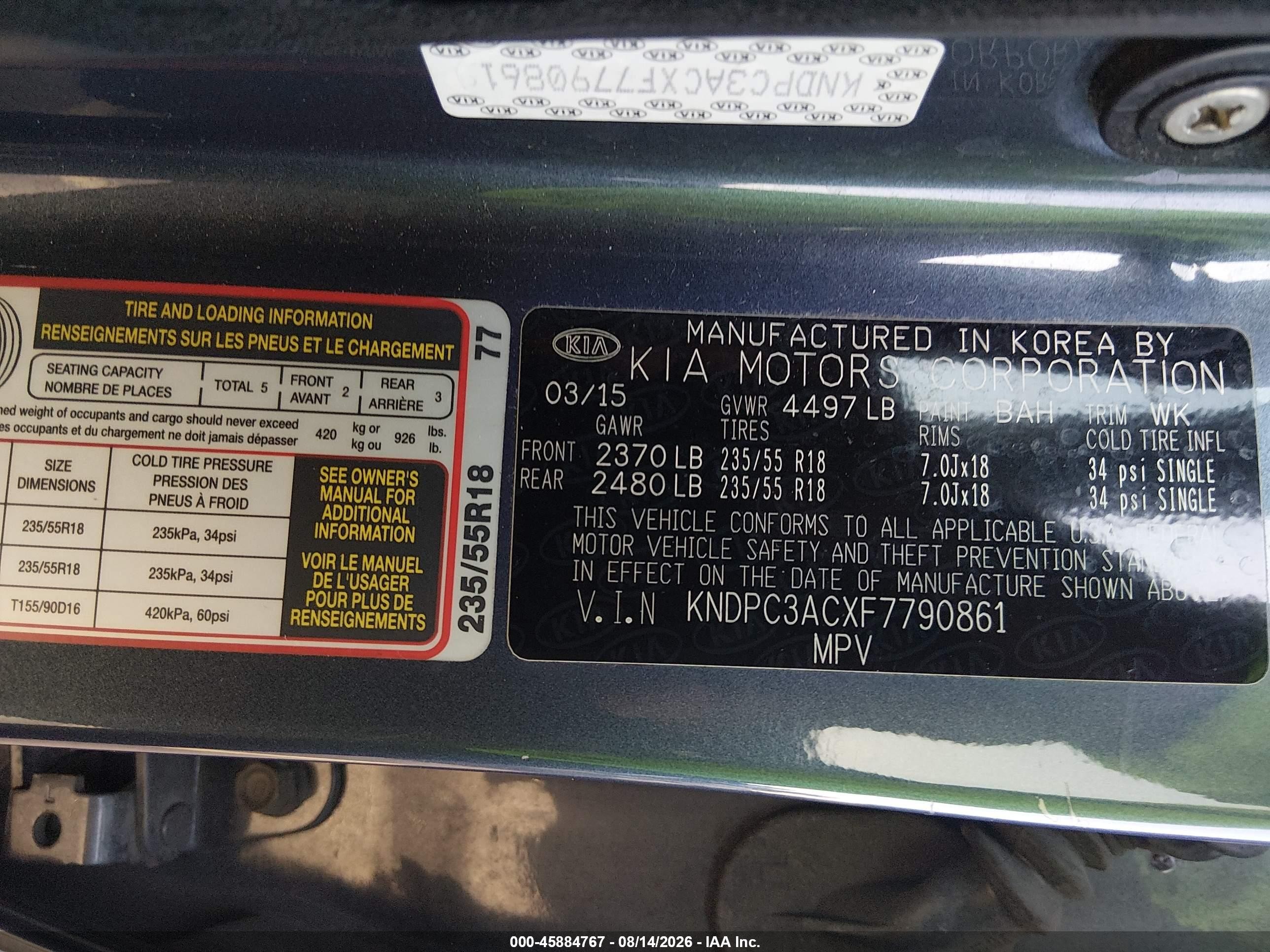 2015 Kia Sportage Ex Gray vin: KNDPC3ACXF7790861