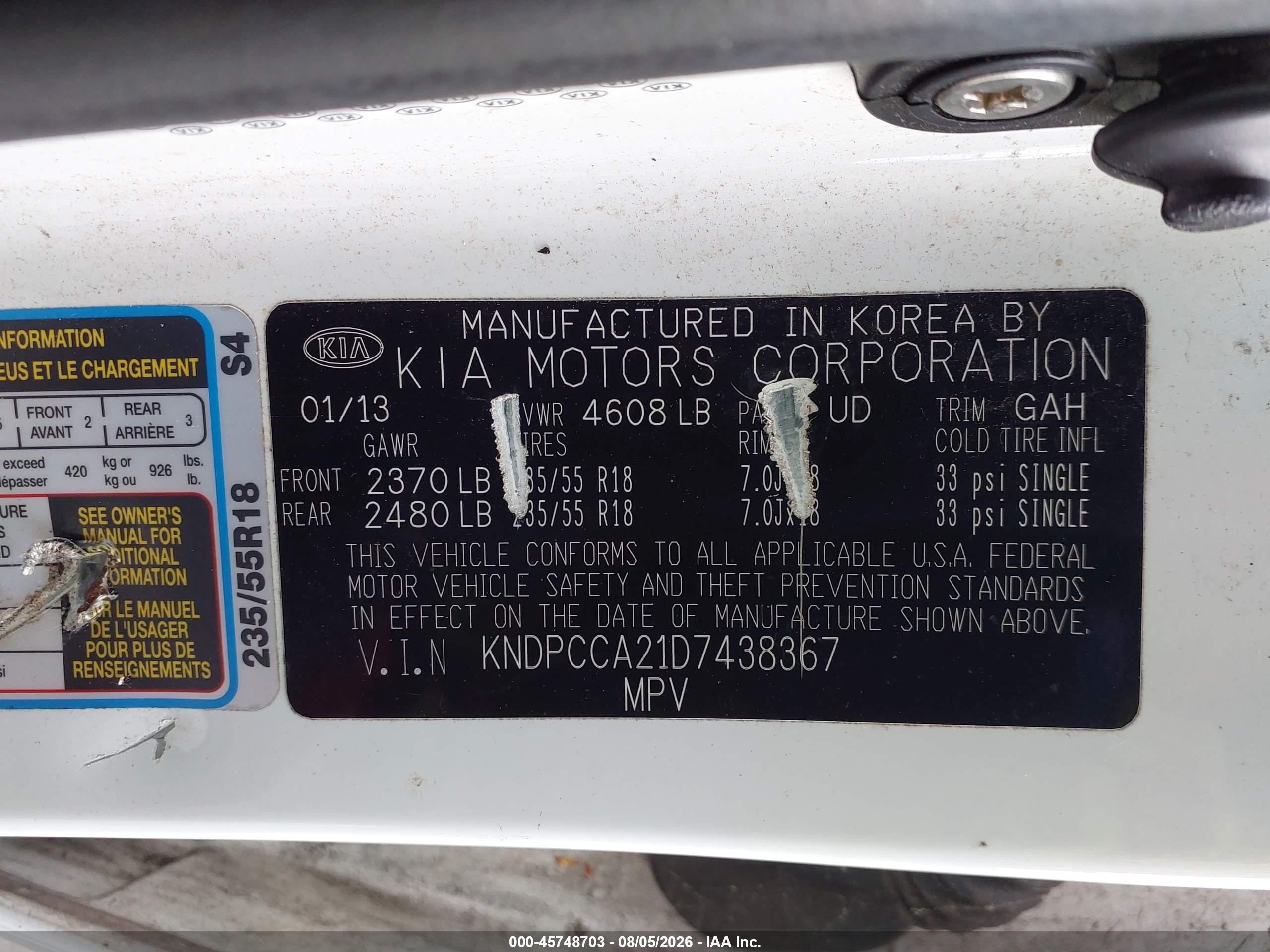 2013 Kia Sportage Ex White vin: KNDPCCA21D7438367