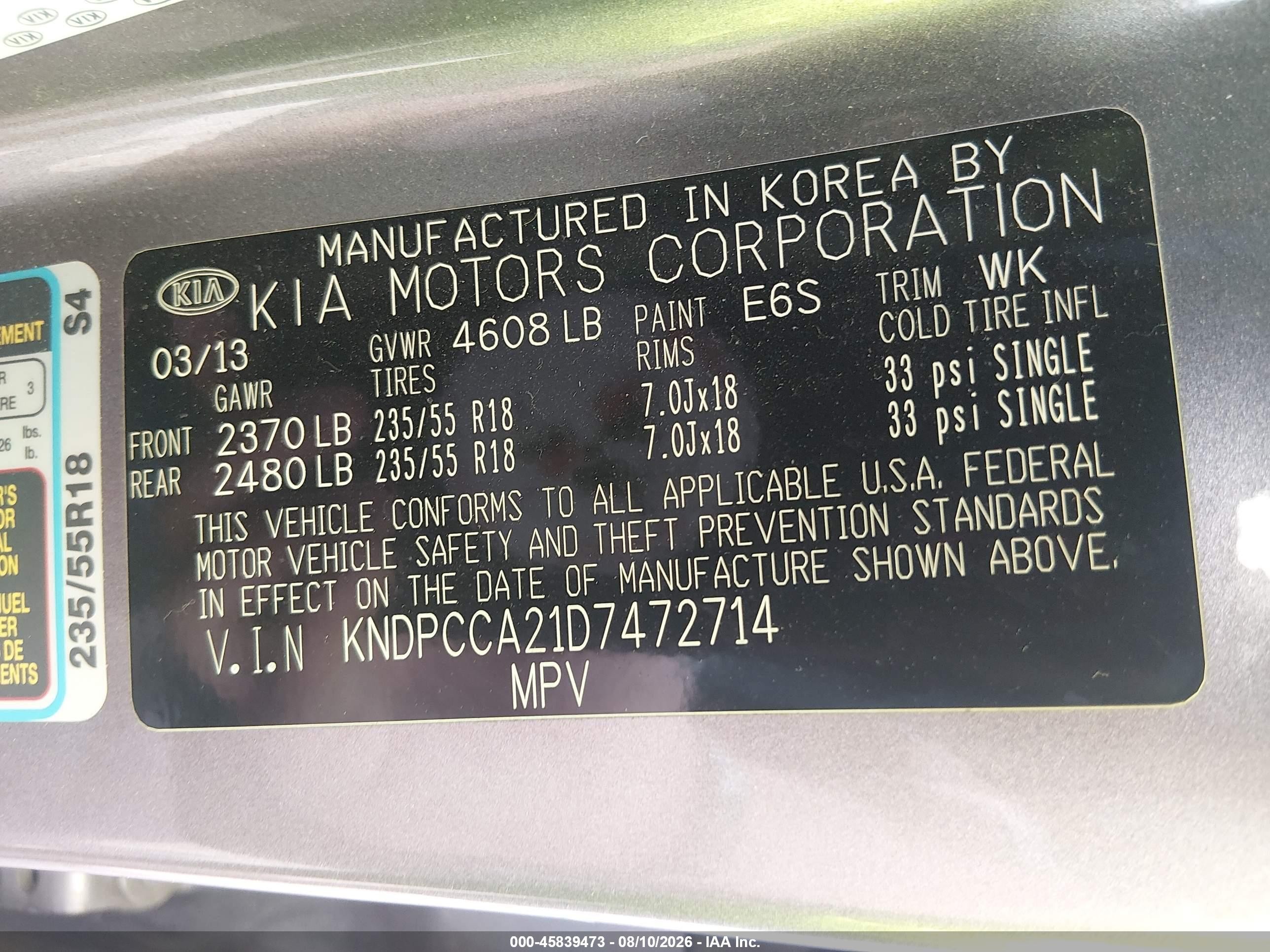2013 Kia Sportage Ex Gray vin: KNDPCCA21D7472714
