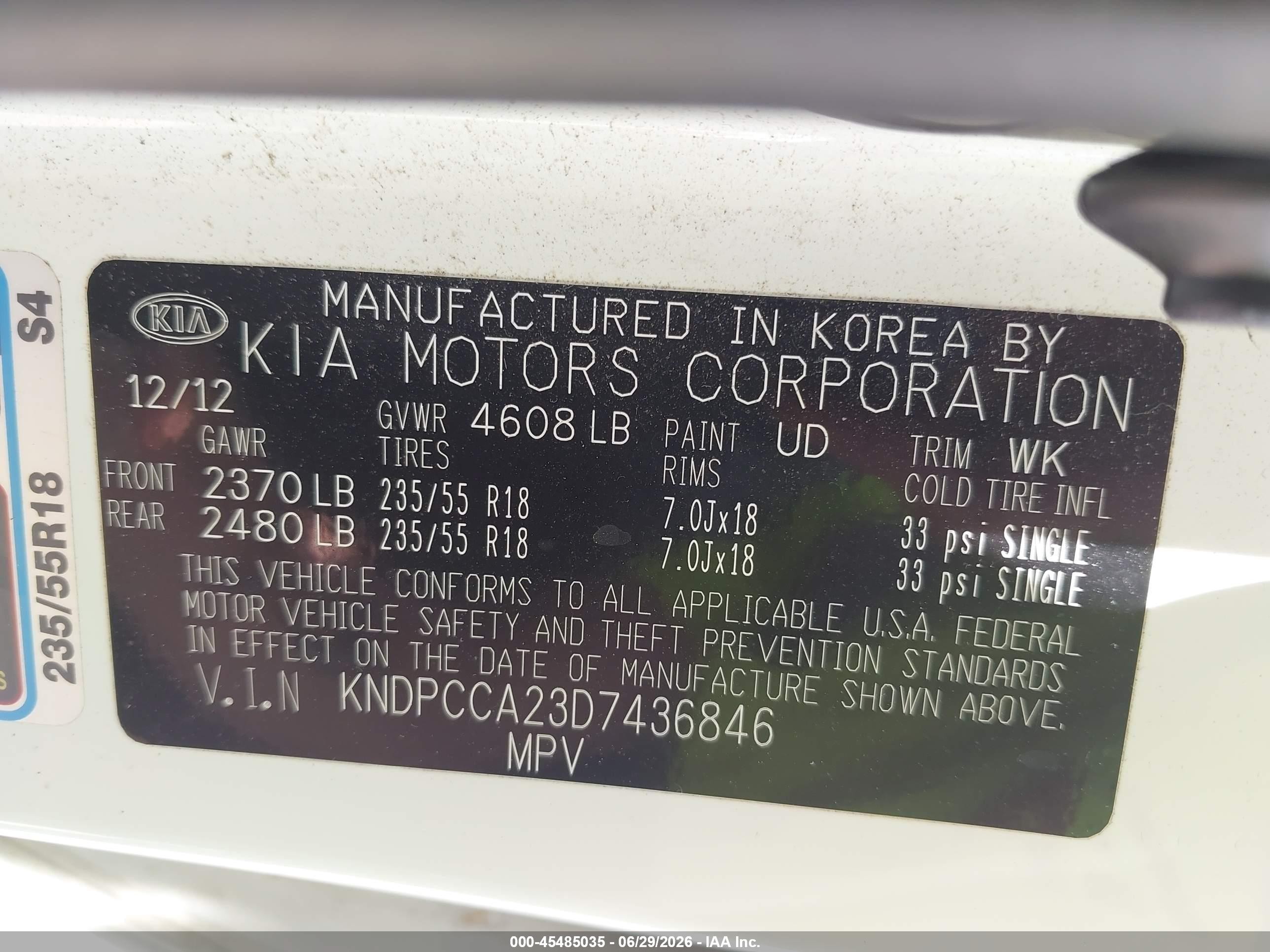 2013 Kia Sportage Ex White vin: KNDPCCA23D7436846
