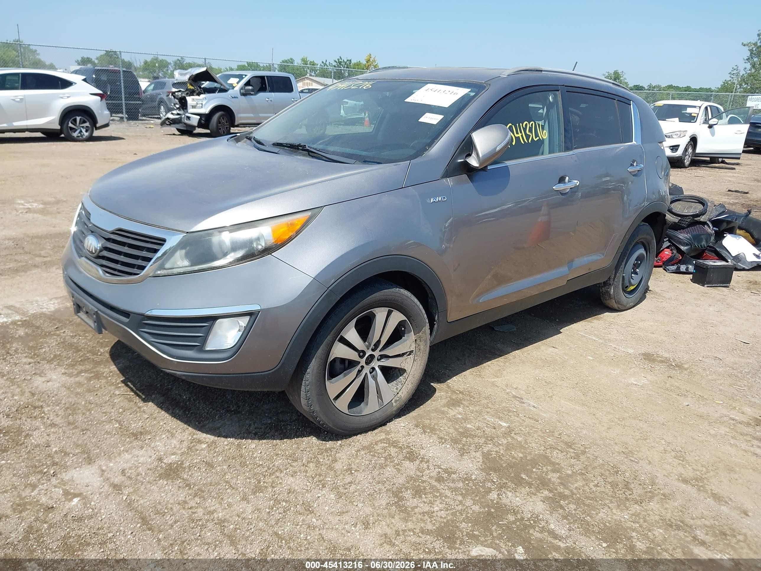 2013 Kia Sportage Ex Gray vin: KNDPCCA23D7463349