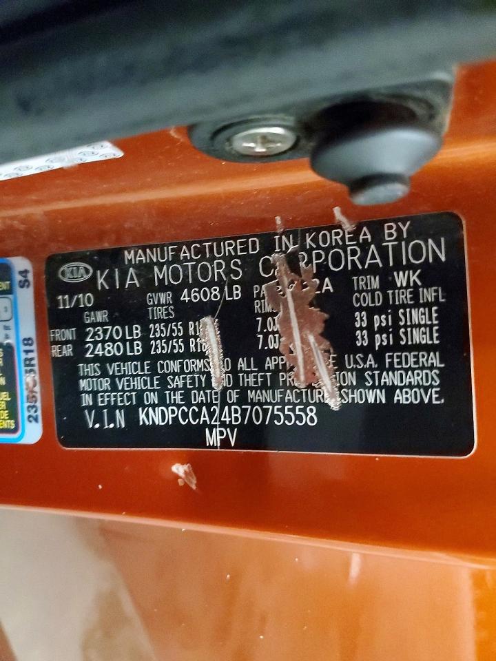 2011 Kia Sportage Ex Orange vin: KNDPCCA24B7075558