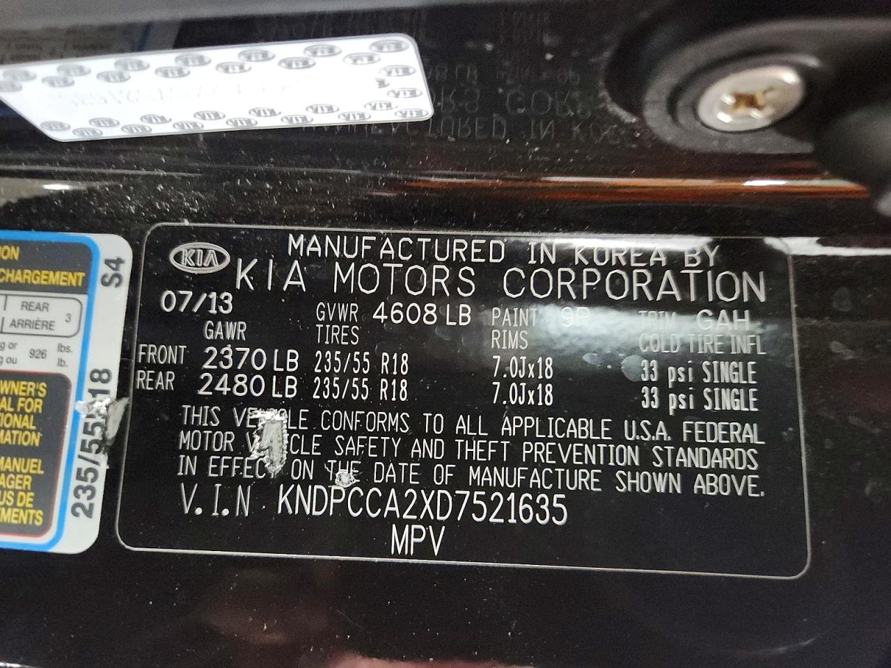 2013 Kia Sportage Ex Black vin: KNDPCCA2XD7521635
