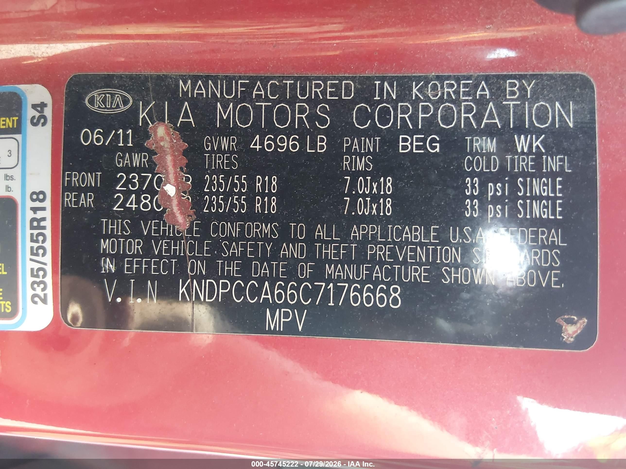 2012 Kia Sportage Sx Red vin: KNDPCCA66C7176668