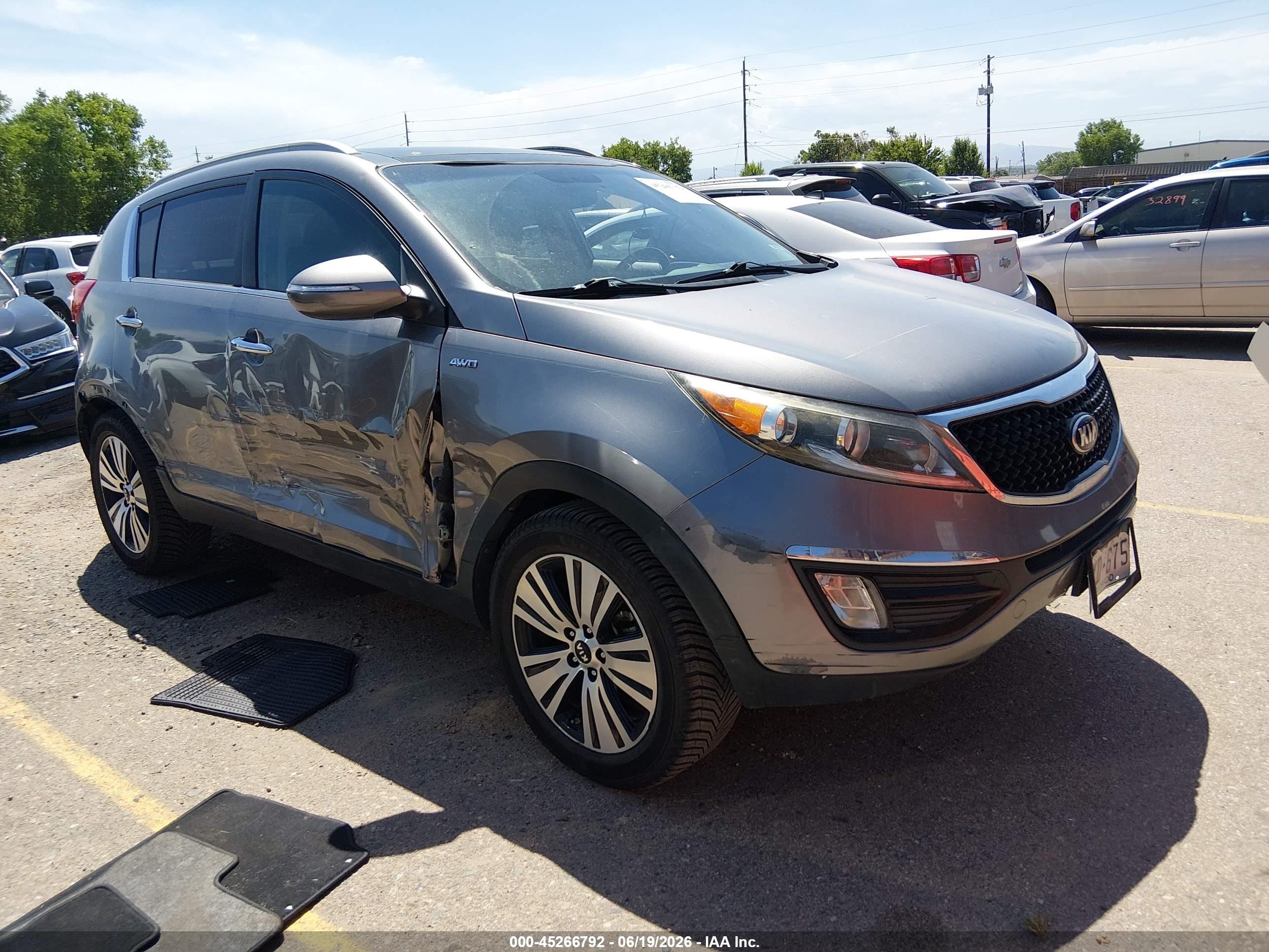 2015 Kia Sportage Ex Gray vin: KNDPCCAC0F7692616