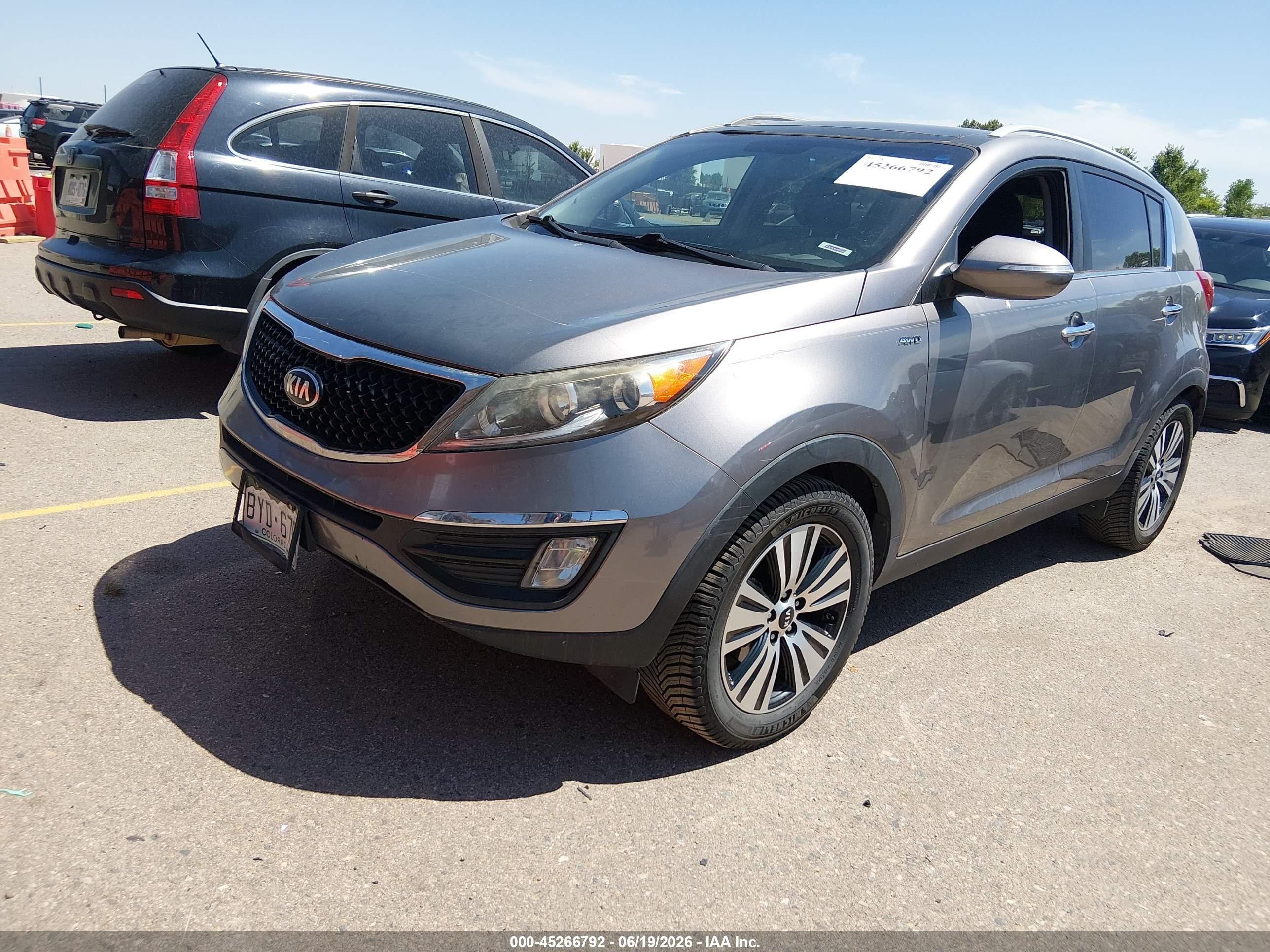 2015 Kia Sportage Ex Gray vin: KNDPCCAC0F7692616