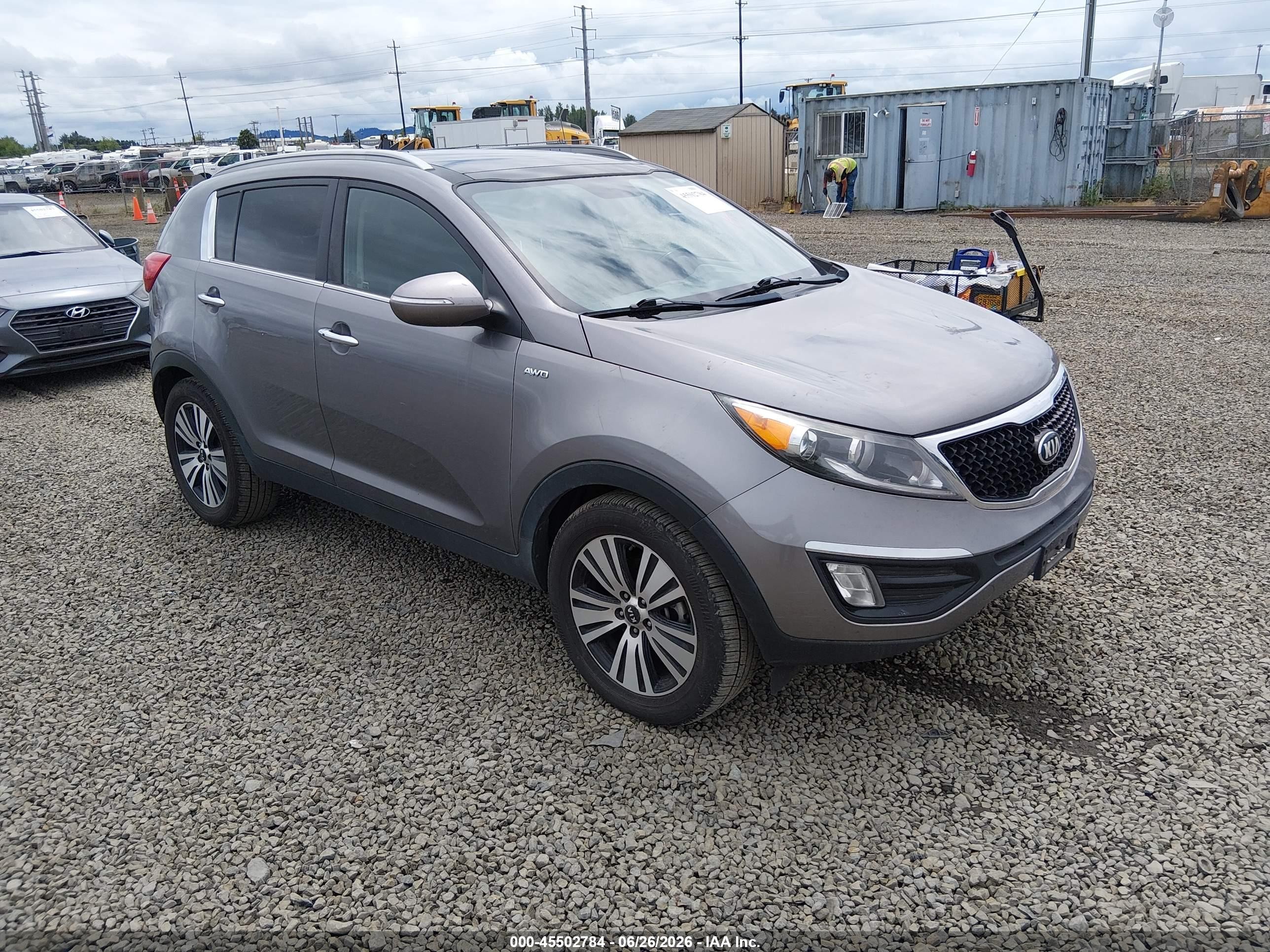 2015 Kia Sportage Ex Gray vin: KNDPCCAC2F7746336