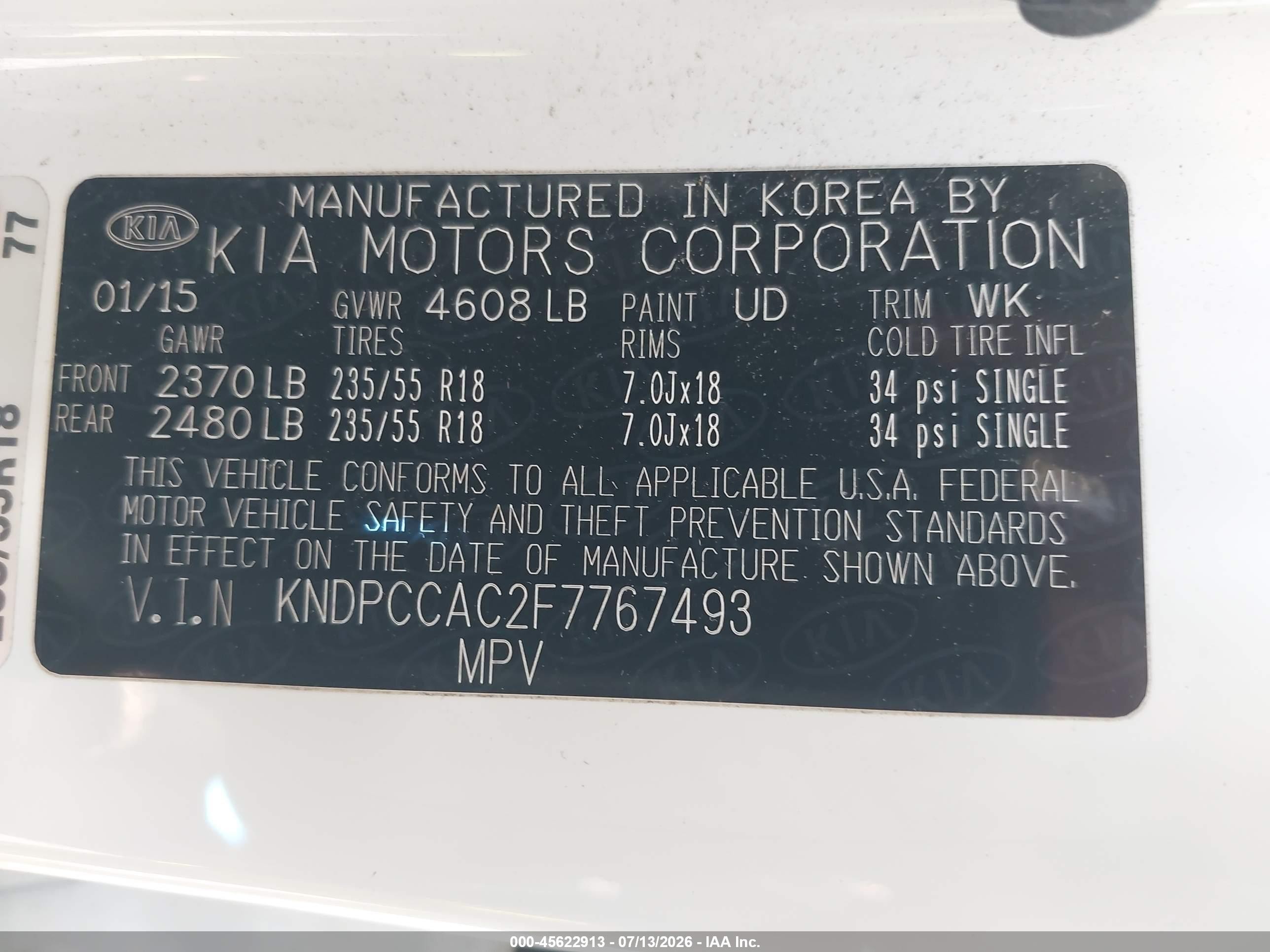 2015 Kia Sportage Ex White vin: KNDPCCAC2F7767493