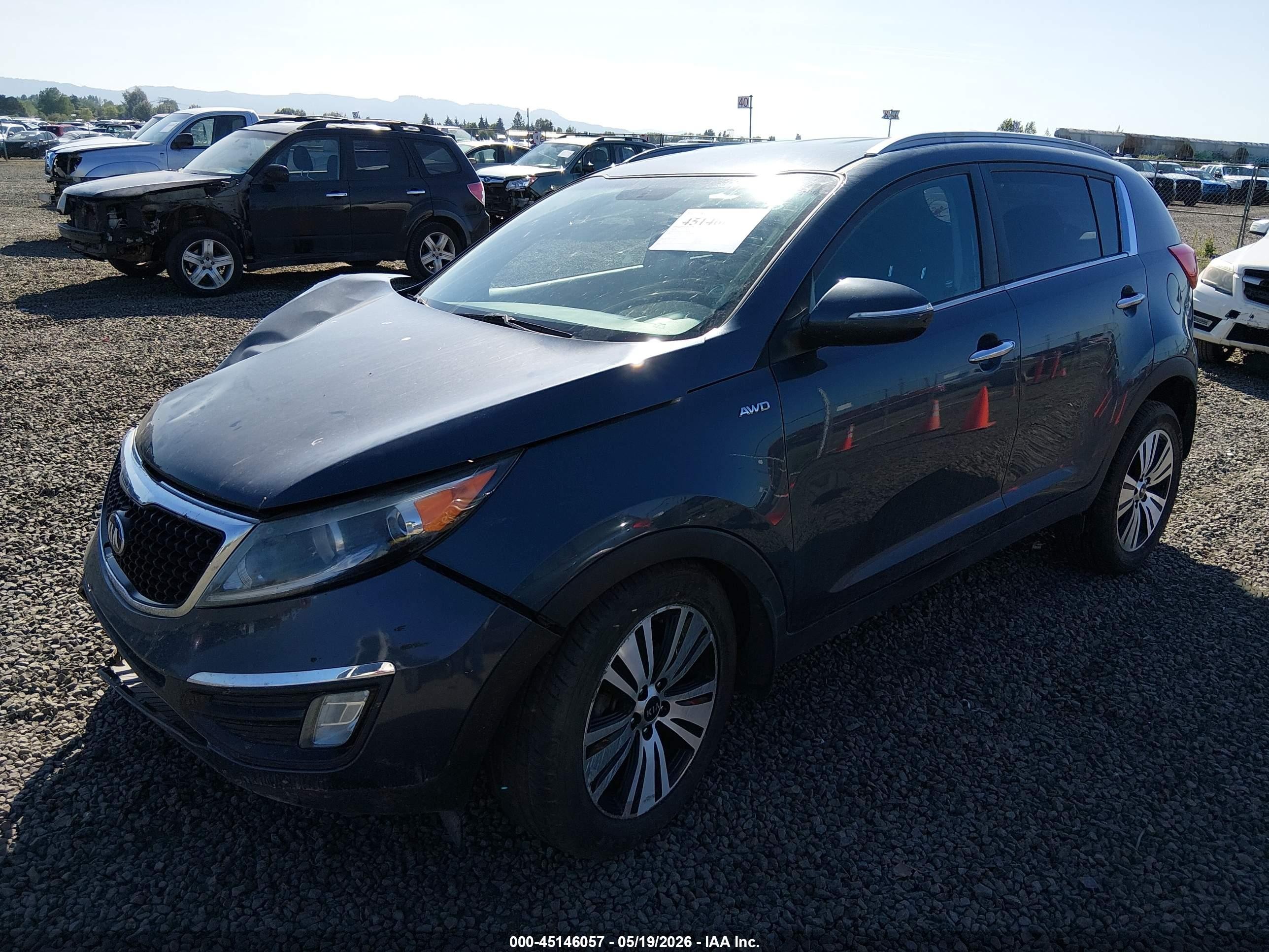 2014 Kia Sportage Ex Blue vin: KNDPCCAC5E7647847