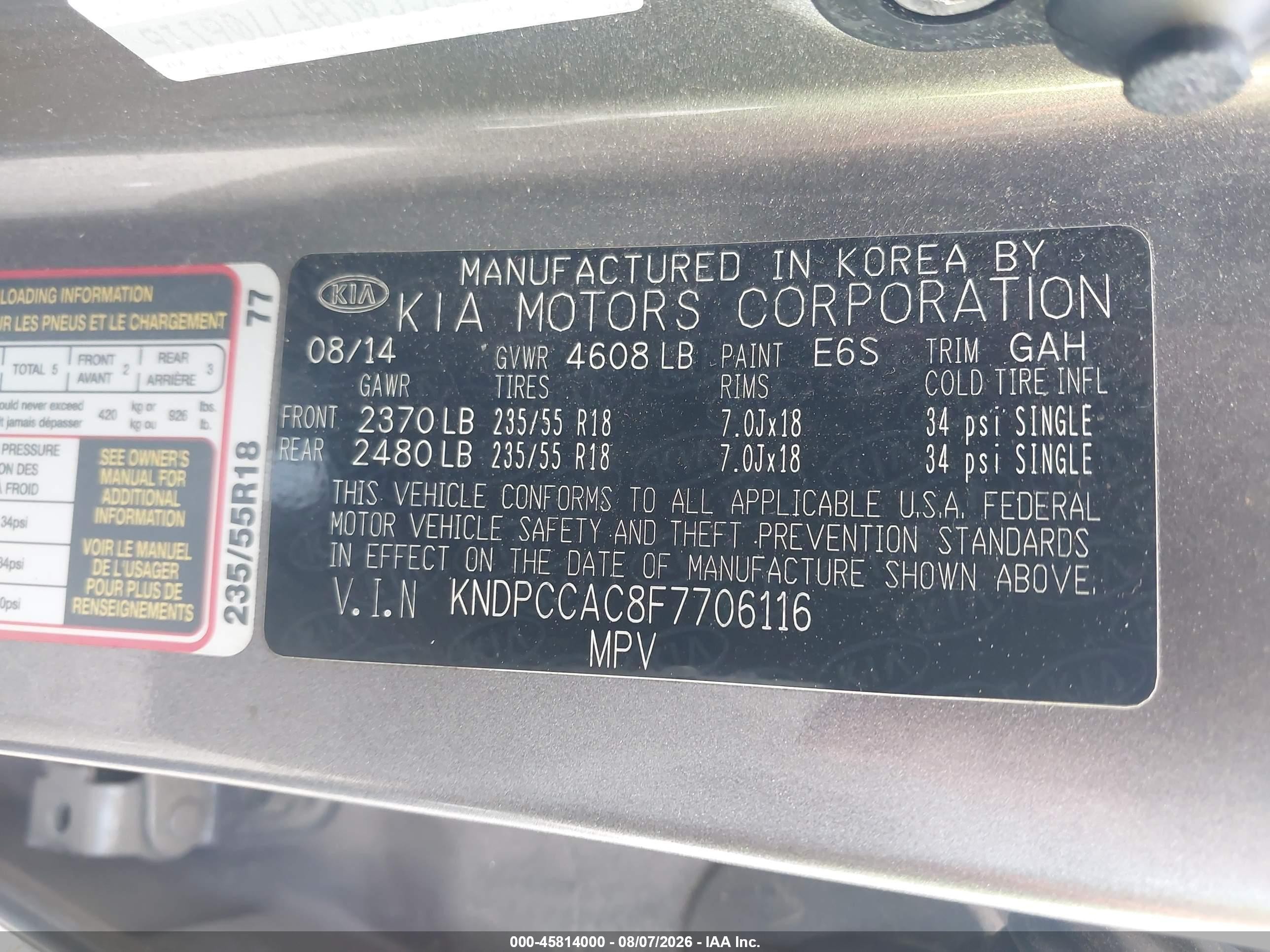 2015 Kia Sportage Ex Gray vin: KNDPCCAC8F7706116