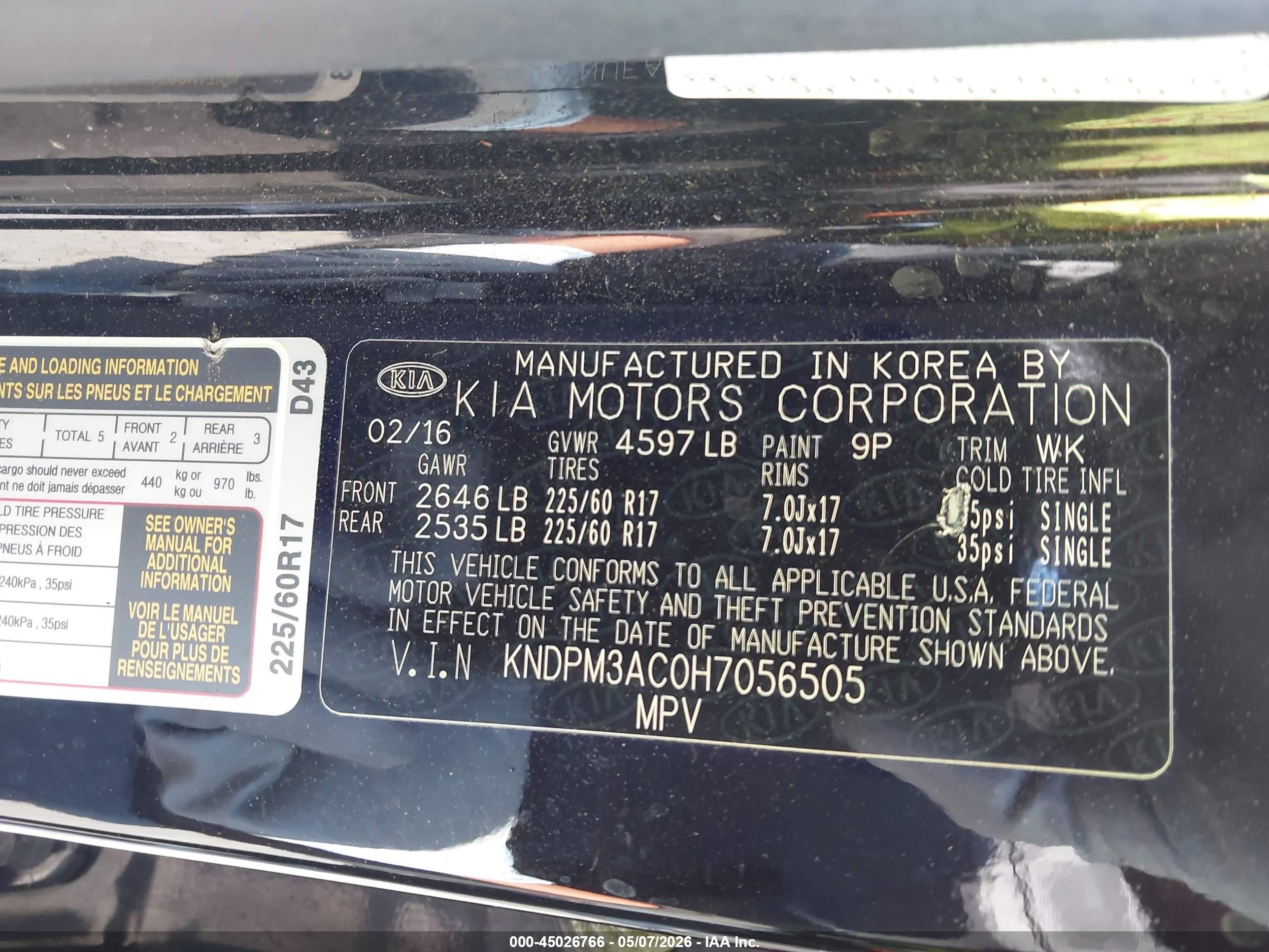 2017 Kia Sportage Lx Черный vin: KNDPM3AC0H7056505