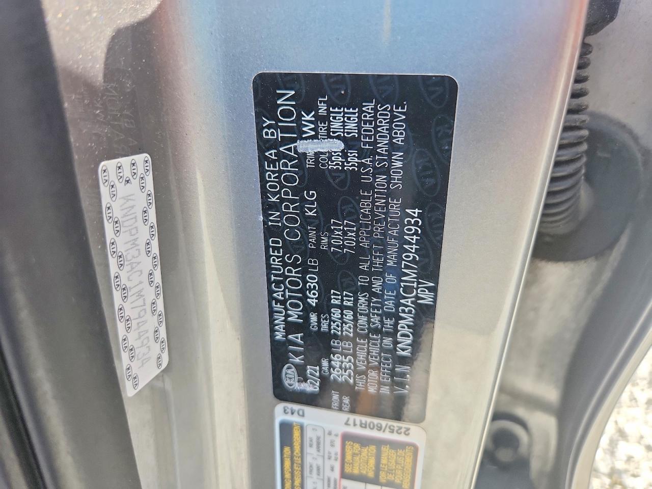 2021 Kia Sportage Lx Silver vin: KNDPM3AC1M7944934