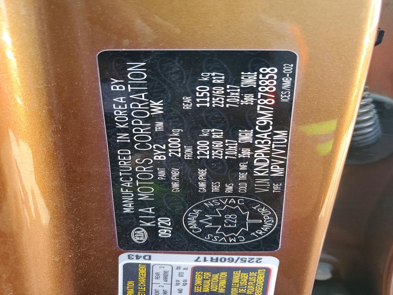 2021 Kia Sportagelx Brown vin: KNDPM3ZC9M7878858