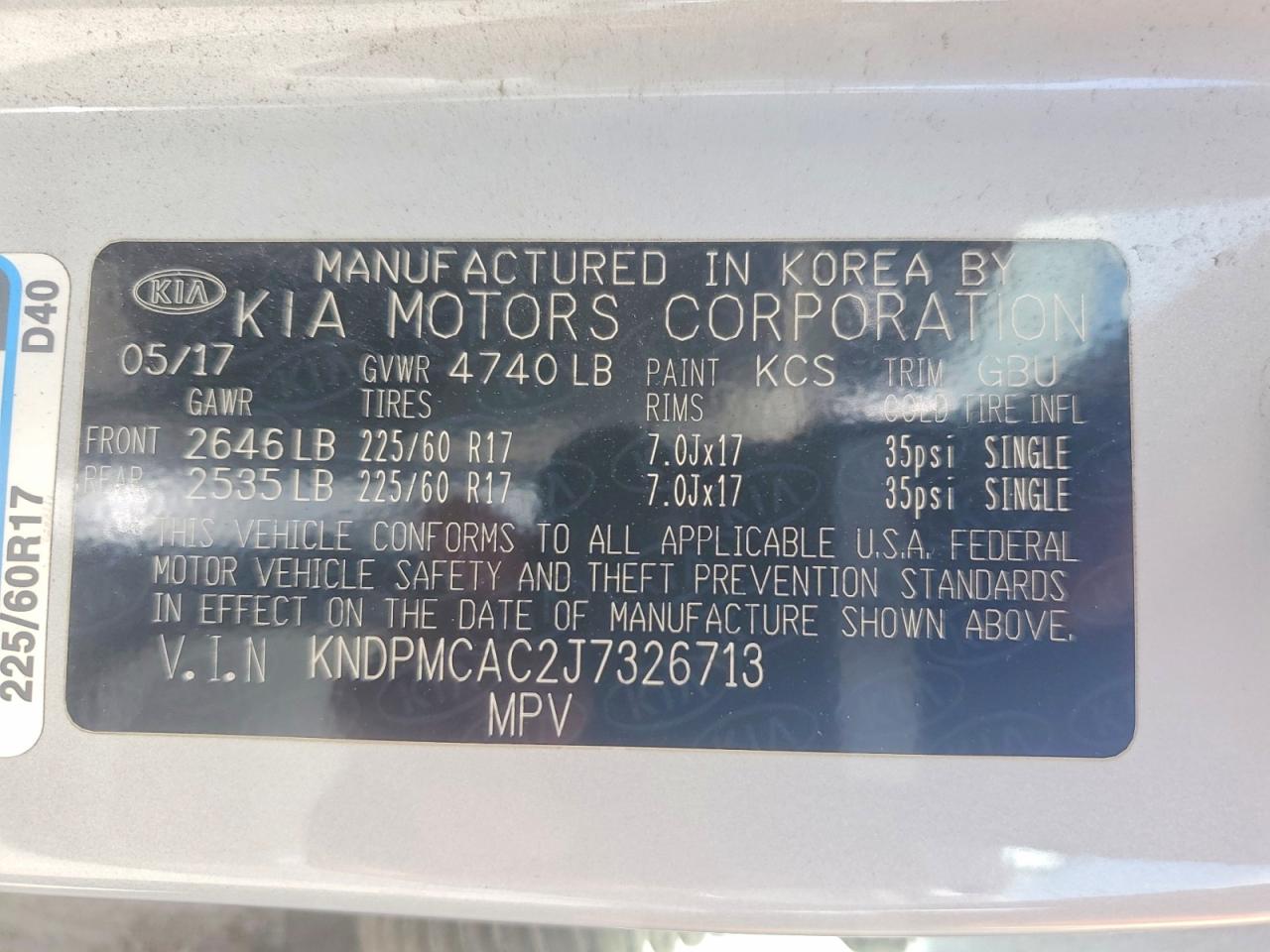 2018 Kia Sportage Lx Silver vin: KNDPMCAC2J7326713