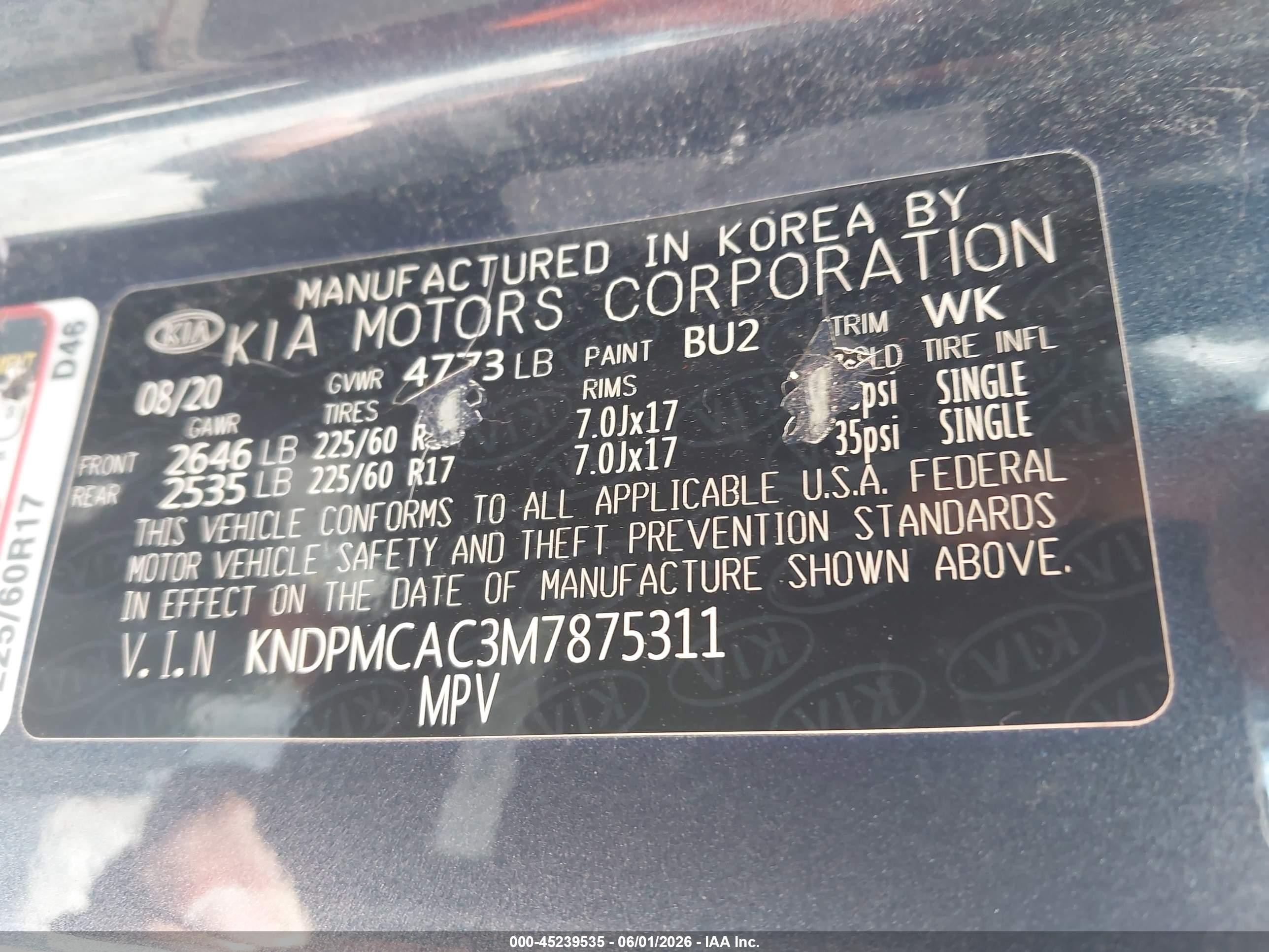 2021 Kia Sportage Lx Blue vin: KNDPMCAC3M7875311