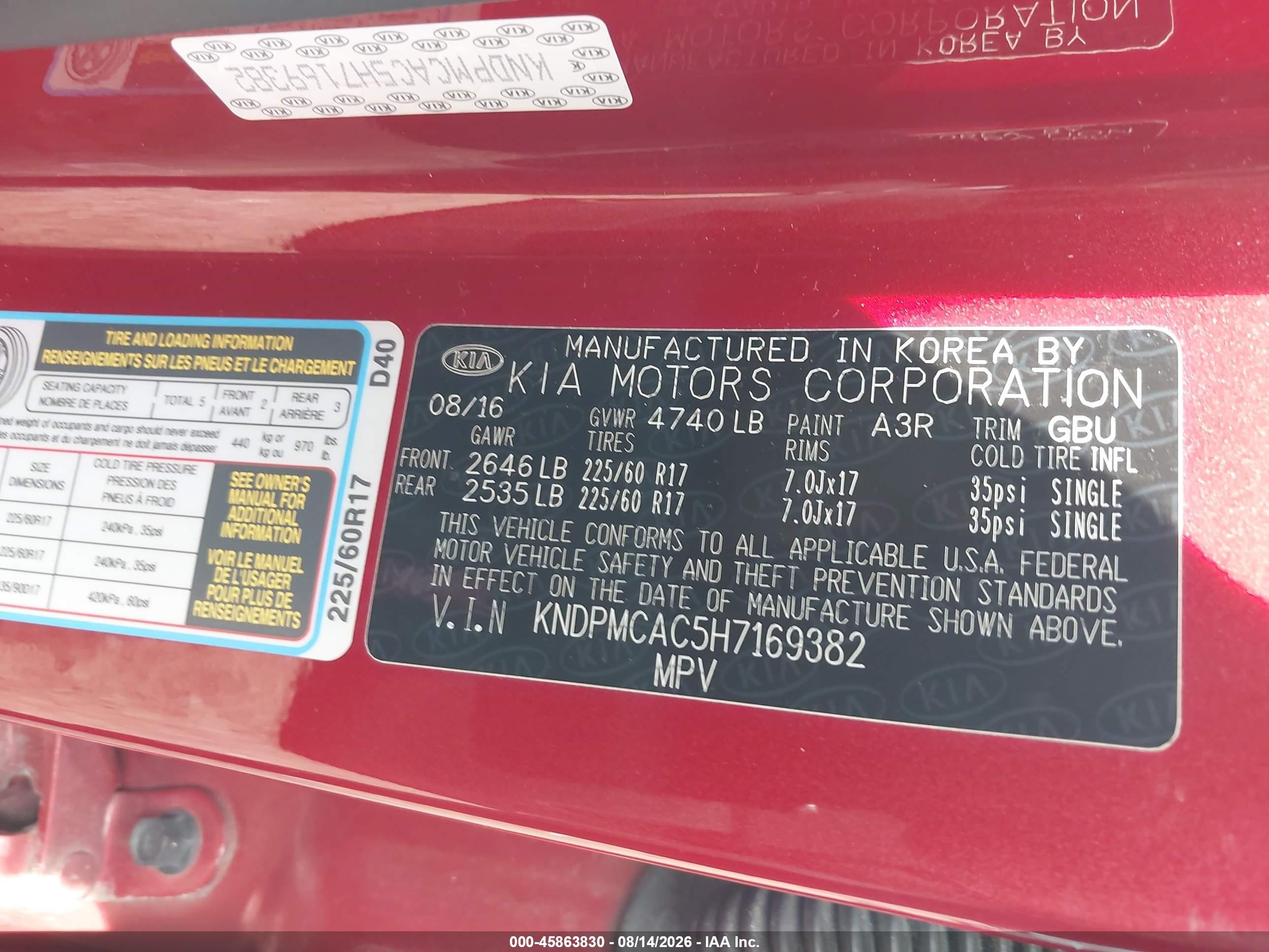 2017 Kia Sportage Lx Red vin: KNDPMCAC5H7169382