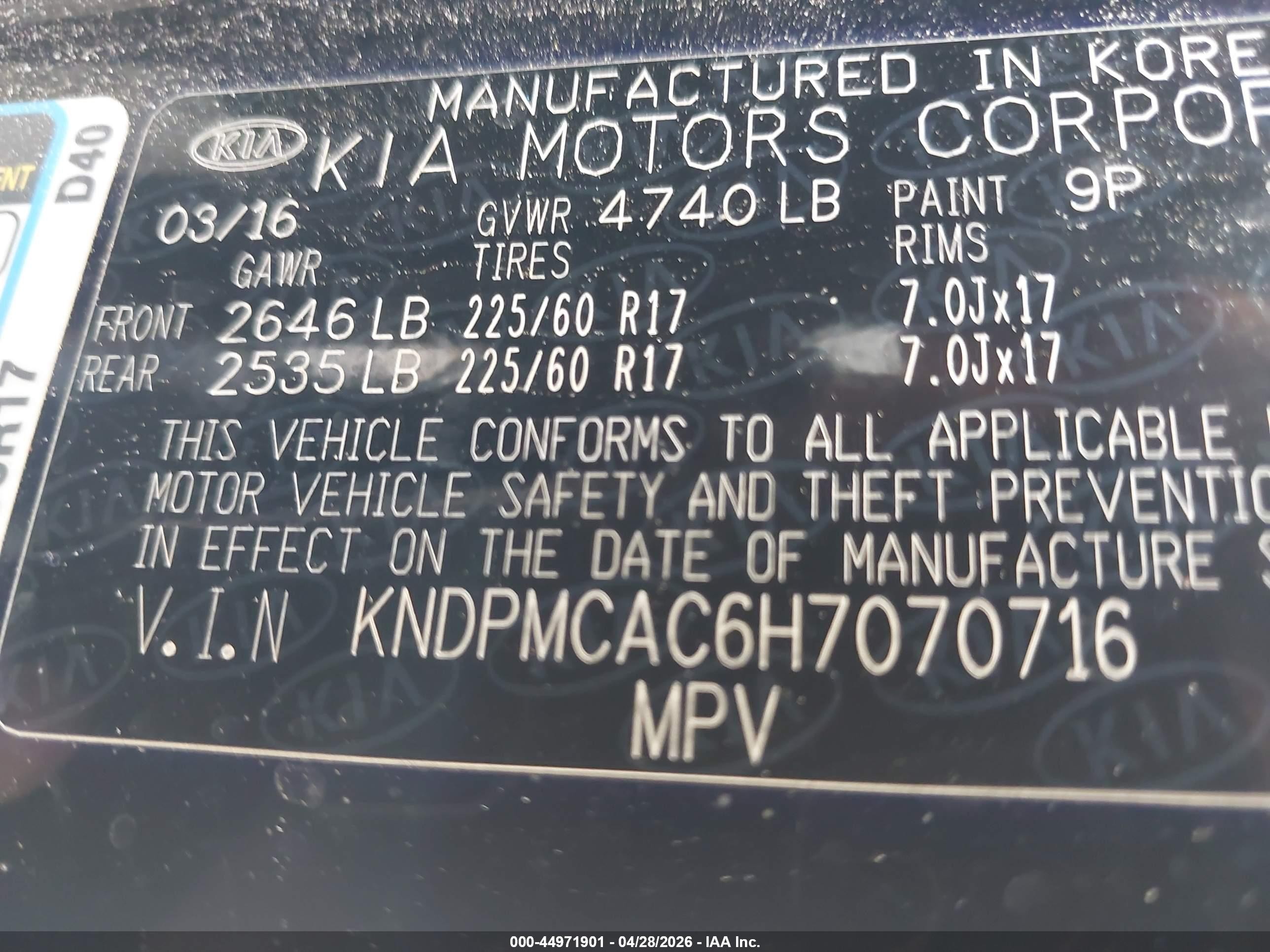 2017 Kia Sportage Lx Black vin: KNDPMCAC6H7070716