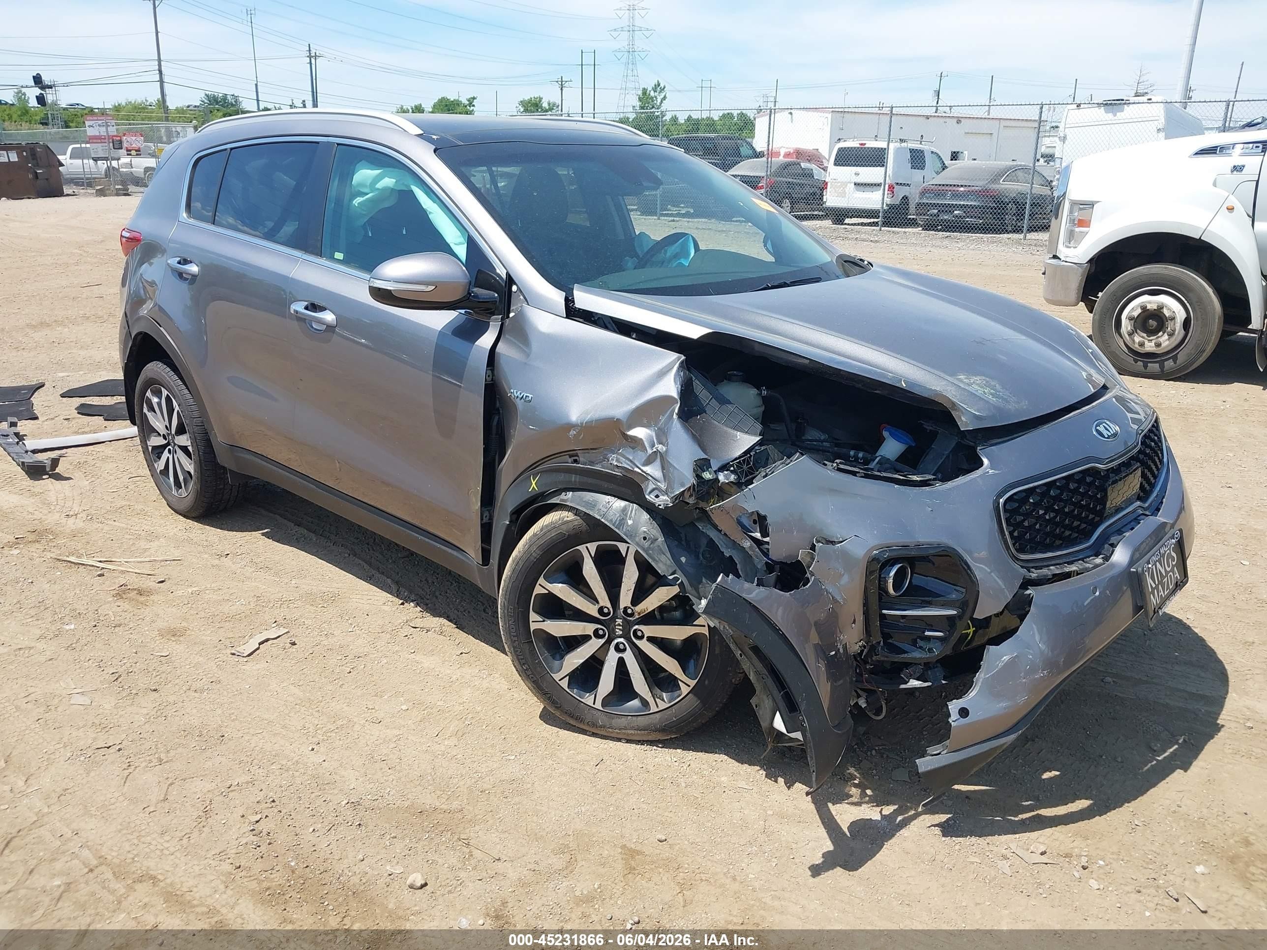 2017 Kia Sportage Ex Gray vin: KNDPNCAC1H7158747