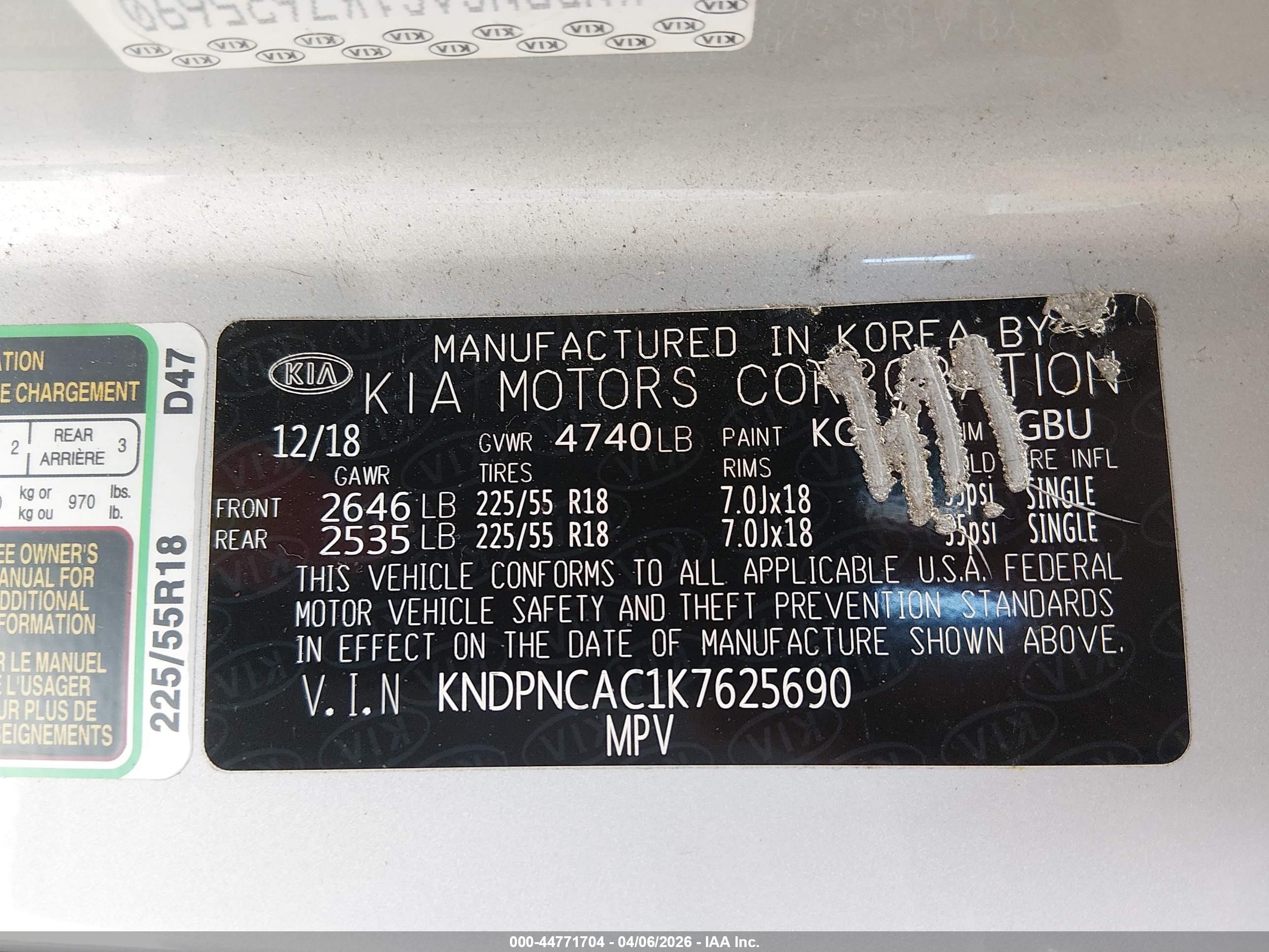 2019 Kia Sportage Ex Silver vin: KNDPNCAC1K7625690