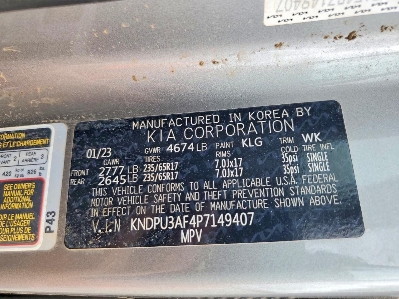 2023 Kia Sportage Lx Silver vin: KNDPU3AF4P7149407