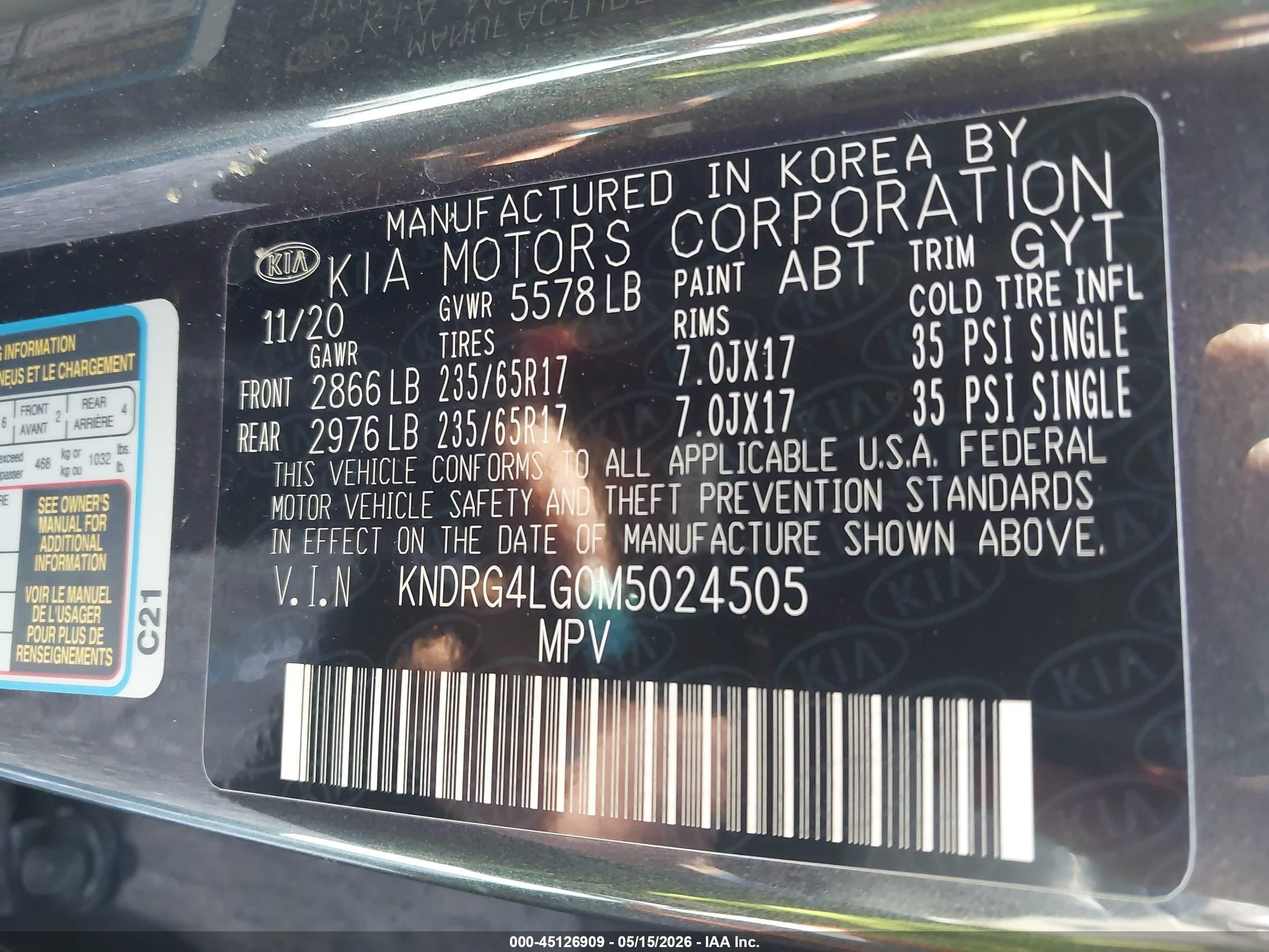 2021 Kia Sorento Hybrid S Gray vin: KNDRG4LG0M5024505
