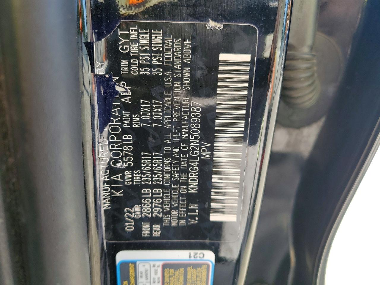 2022 Kia Sorento S Black vin: KNDRG4LG2N5089387
