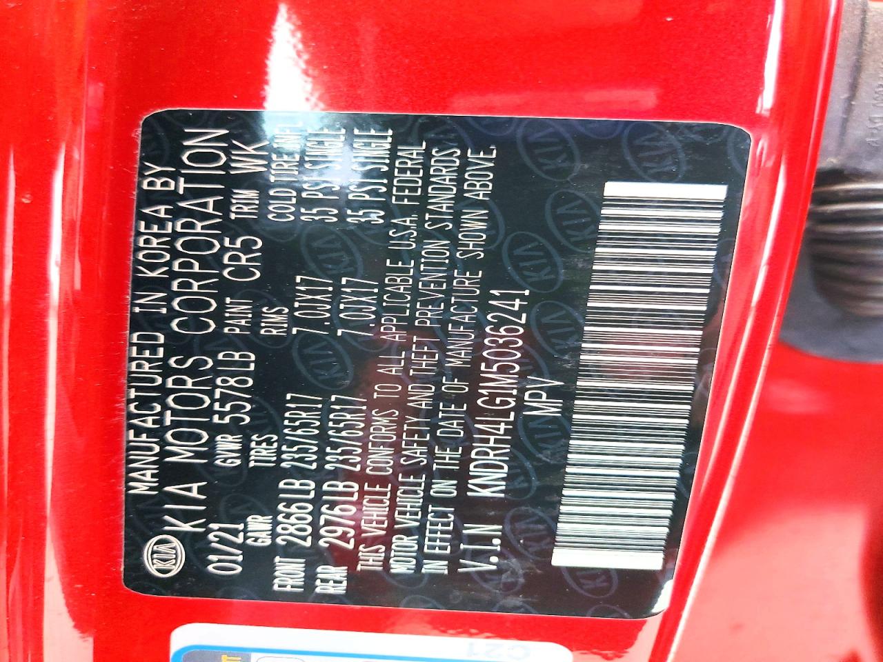 2021 Kia Sorento Ex Red vin: KNDRH4LG1M5036241