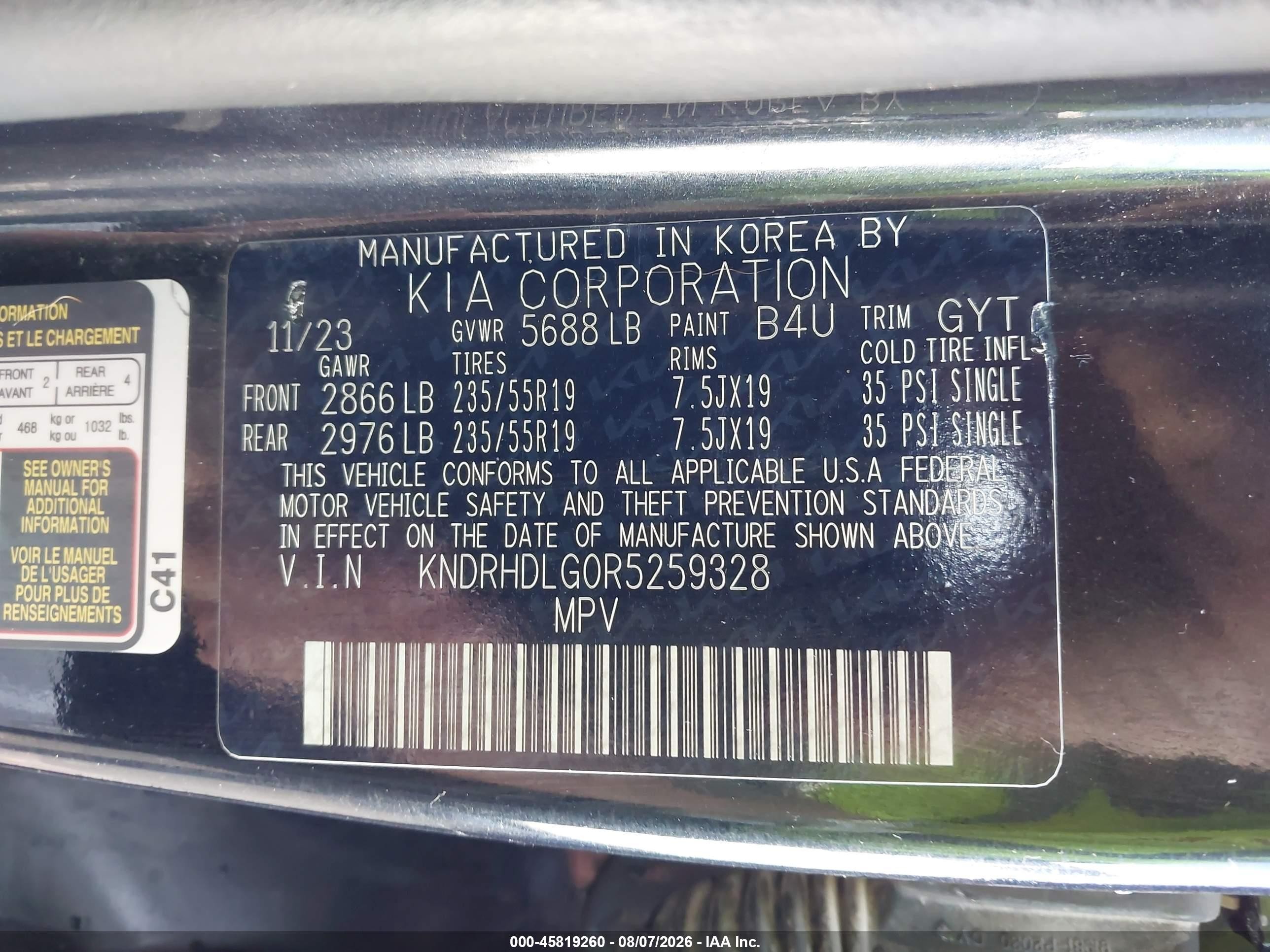 2024 Kia Sorento Hybrid Ex Black vin: KNDRHDLG0R5259328
