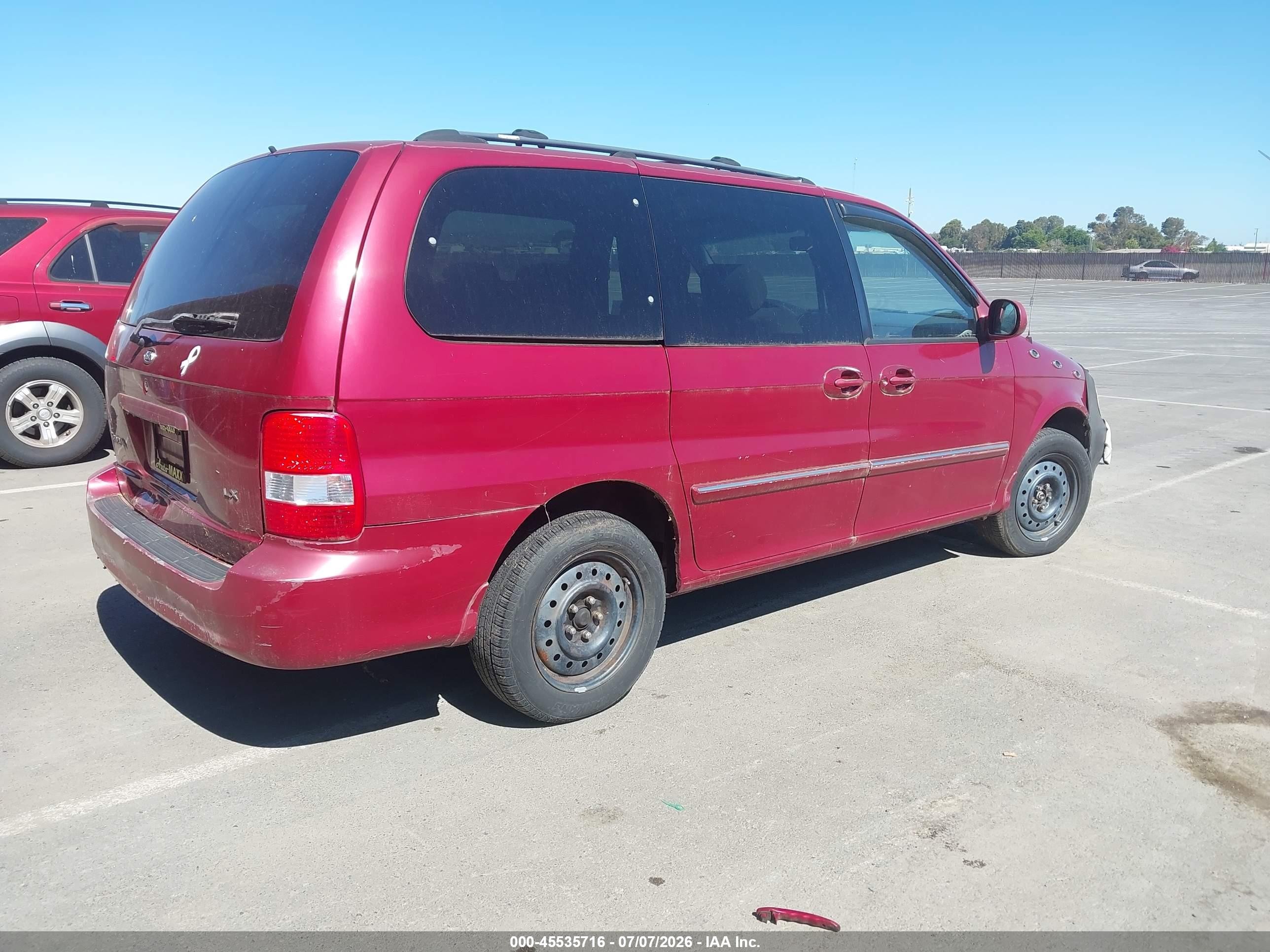 2005 Kia Sedona Ex/lx Red vin: KNDUP131156618567