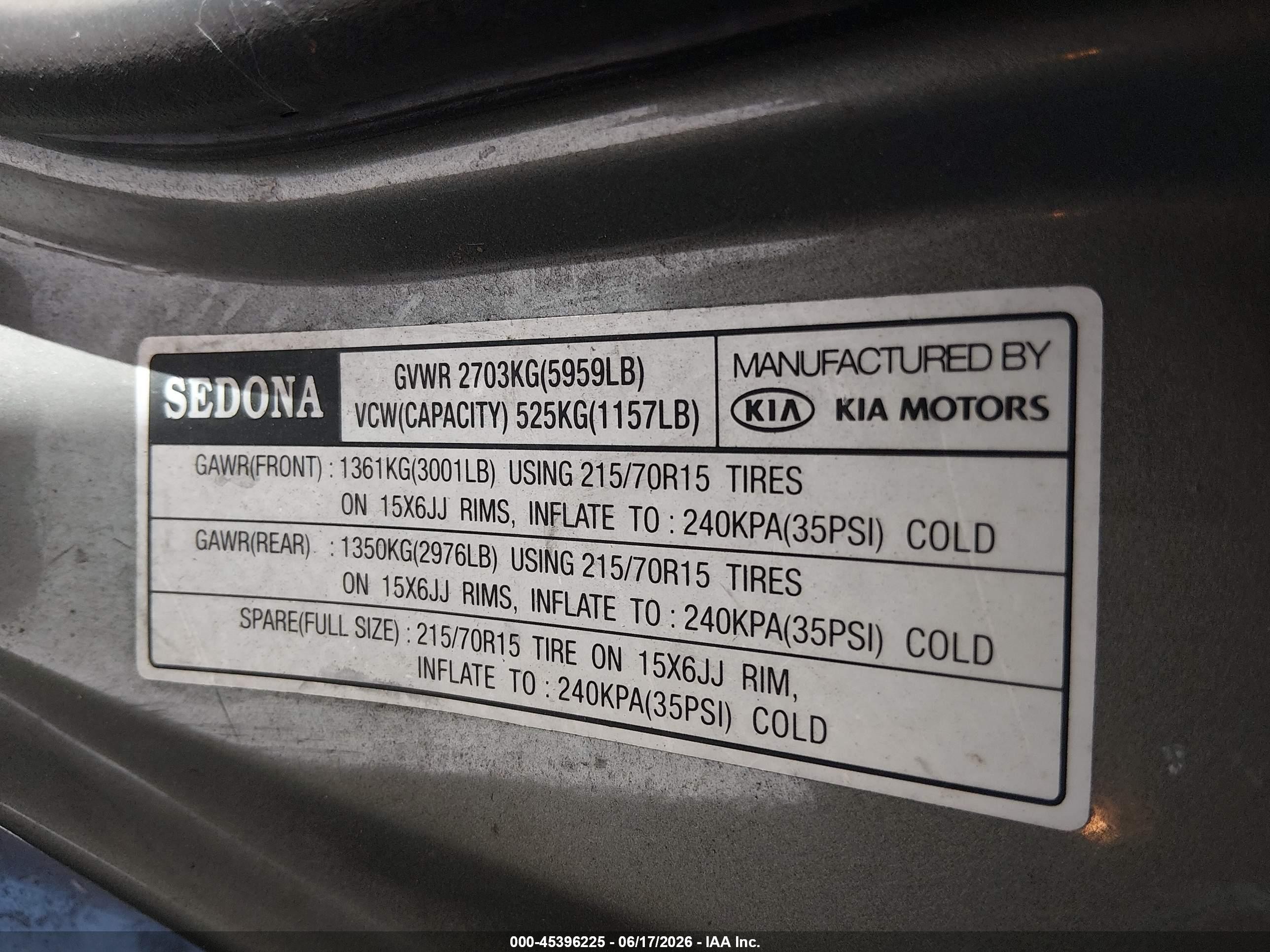 2005 Kia Sedona Ex/lx Серый vin: KNDUP131556680098