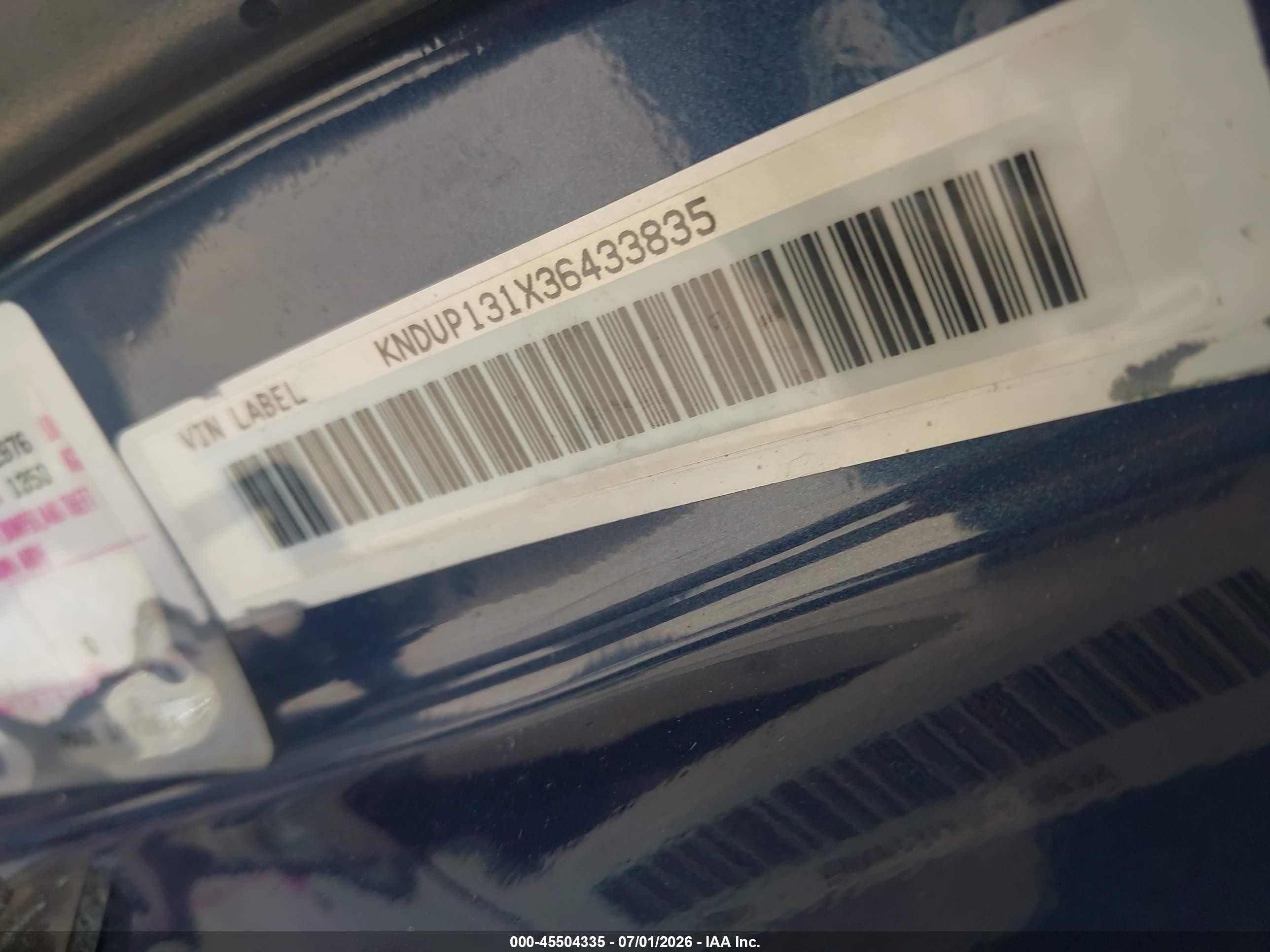 2003 Kia Sedona Ex/lx Blue vin: KNDUP131X36433835