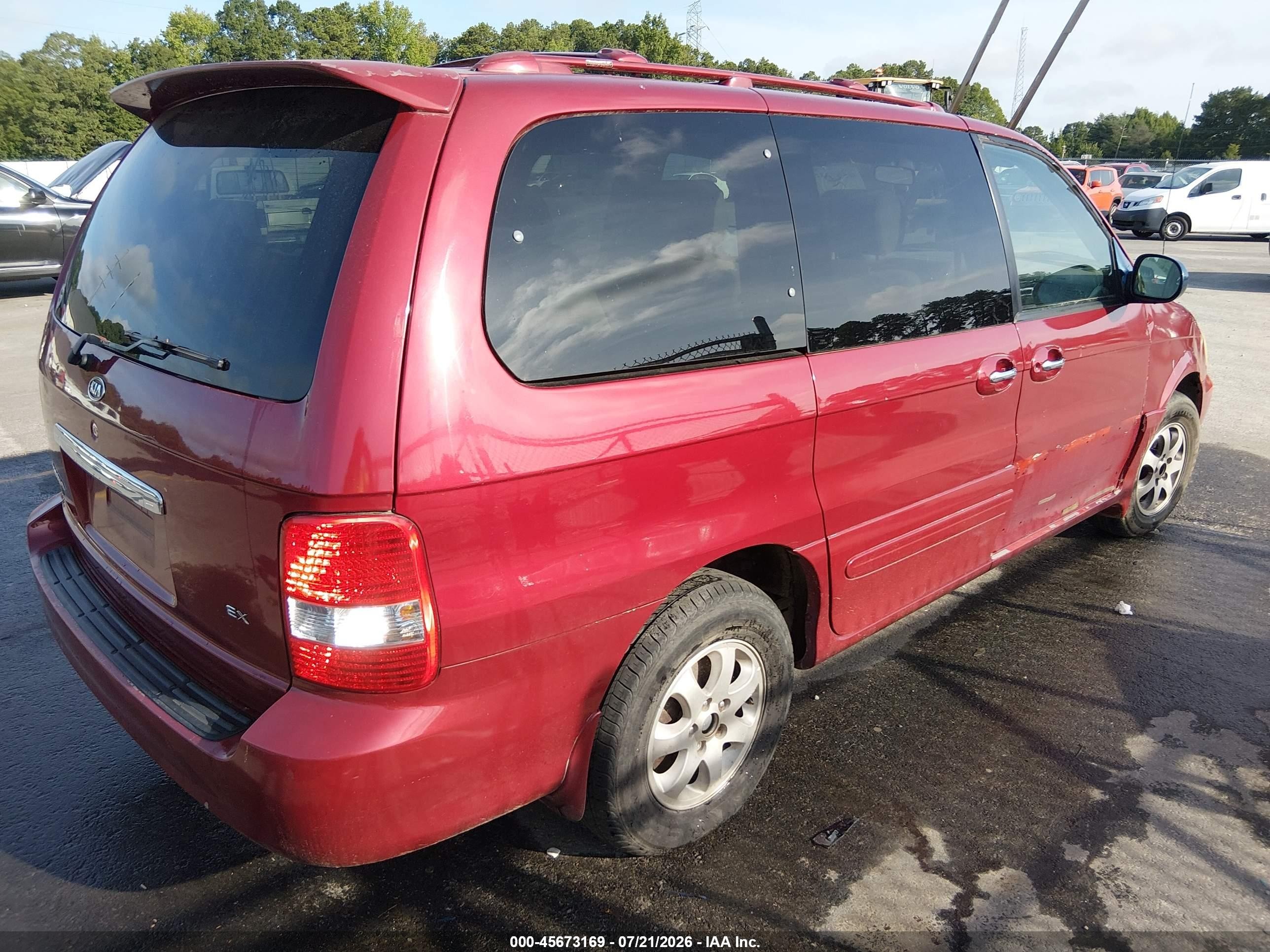 2005 Kia Sedona Ex/lx Burgundy vin: KNDUP132356736676